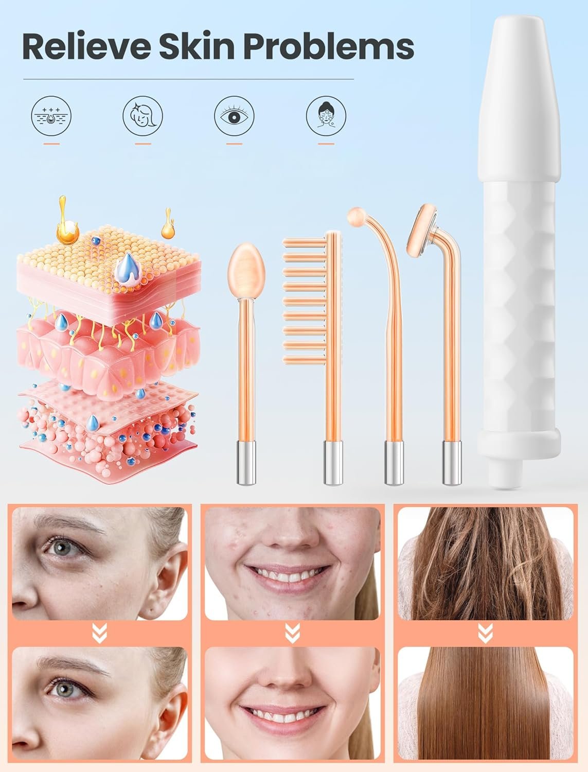 High Frequency Wand, Portable Facial Device with 4 Different Tubes - Image 2