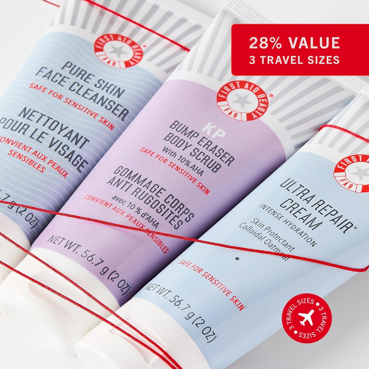 First Aid Beauty Cleanse, Smooth + Hydrate Kit - Skin Care Gift Set with Travel Size Facial Cleanser, KP Body Scrub & Ultra Repair Cream - Travel Friendly Skincare Set - Image 2