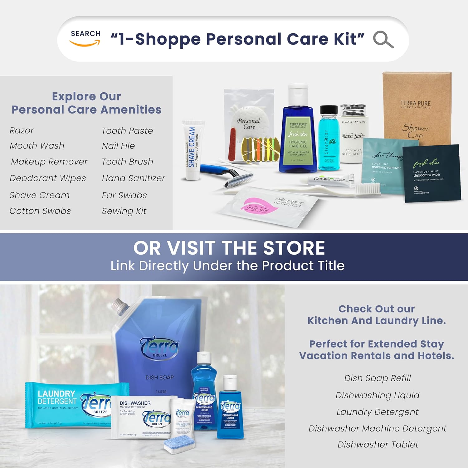 Terra Pure Hotel Soaps & Toiletries Bulk Set | 1-Shoppe Amenities Kit | 1oz Shampoo & Conditioner, Body Wash, Lotion, 1.25oz Bar Soap | Travel Size | 300 Pieces - Image 7
