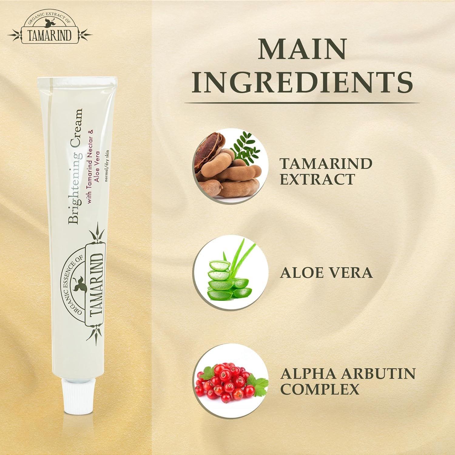 Organic Extract of Tamarind, Skin Brightening Cream - 1.7 fl oz / 50 ml - Dark Spot Cream for Hands, Knuckles, Body, Face, Underarm, Intimate Areas, with Glycering, for Men and Women - Image 2