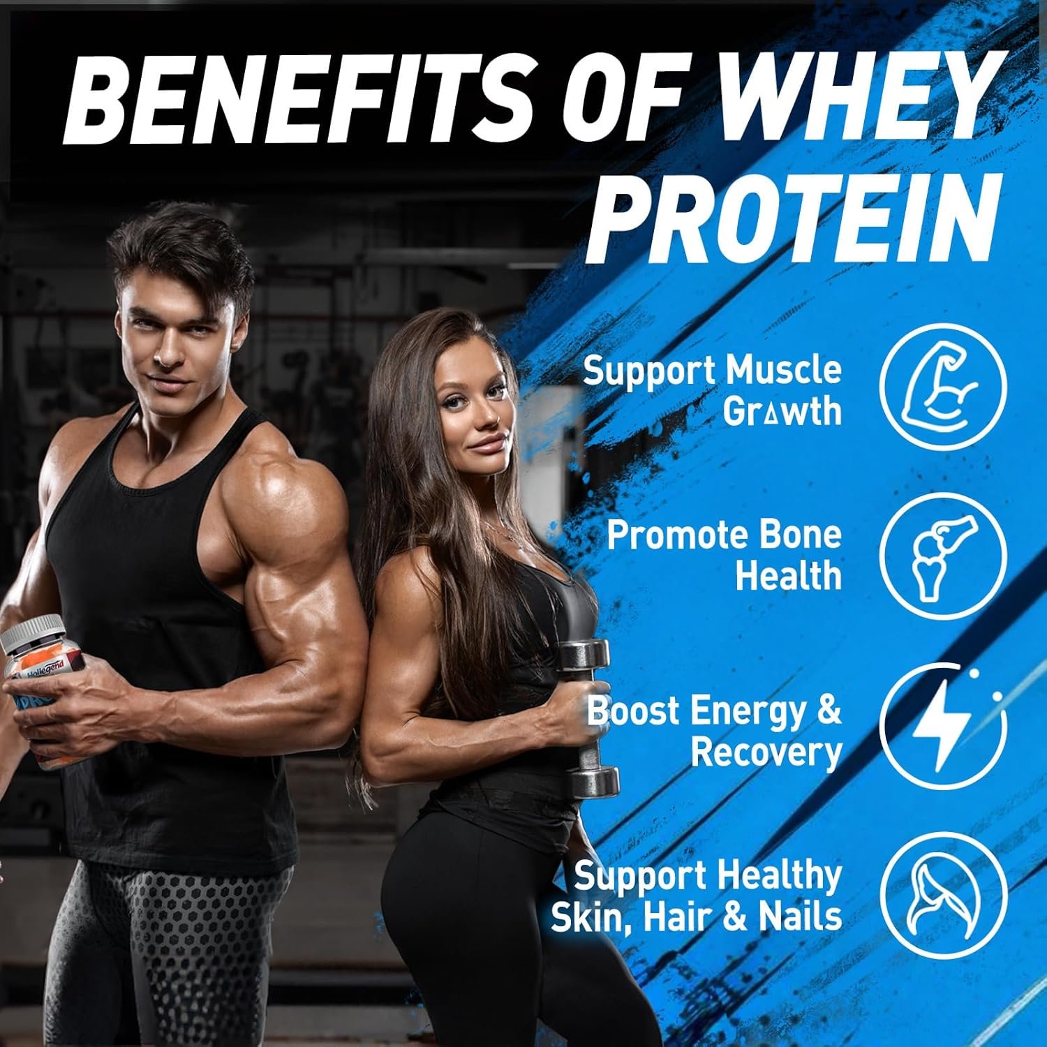 Whey Protein Gummies for Women Men, 12g High Protein Supplements with Collagen & BCAA for Muscle & Energy Recovery, Sugar-Free & Low Calorie Snacks, Orange, 120 Chews - Image 5