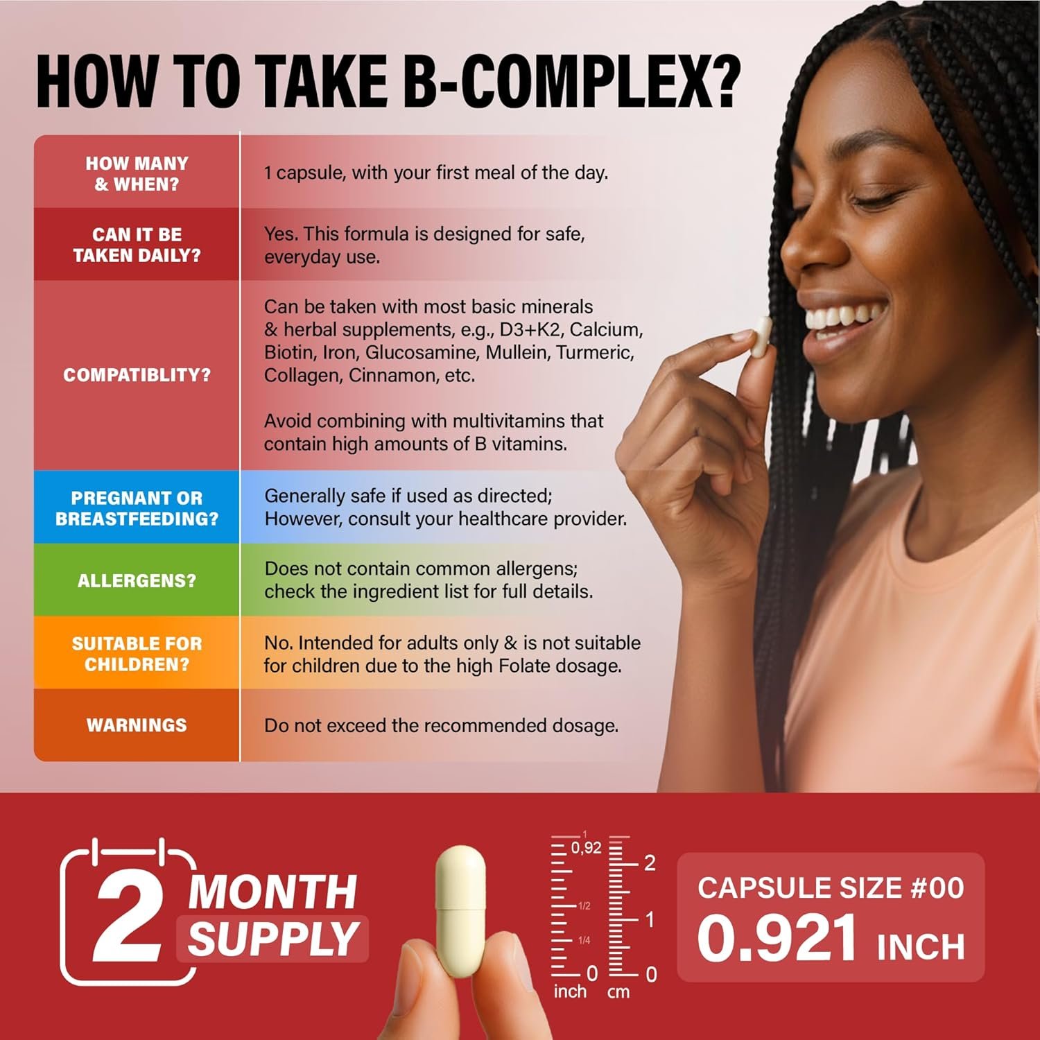 Vitamin B Complex - B1 | B2 | B3 | B5 | B6 | Biotin | B12 | 5-MTHF - Astragalus & Whole Food Blend - Energy, Metabolism & Brain - Vitamins B for Women & Men - Lab Tested - 60 Capsules, 60 Days Supply - Image 7
