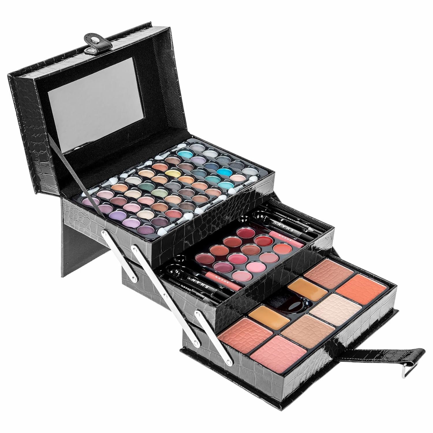 SHANY All In One Makeup Set, 67 Colors Eyeshadow, Blushes, Face Powder, Lipstick, Eye liners, Make up Pencils and Cosmetics Mirror - Makeup Kit With Reusable Beauty Organizer Train Case - Black - Image 3