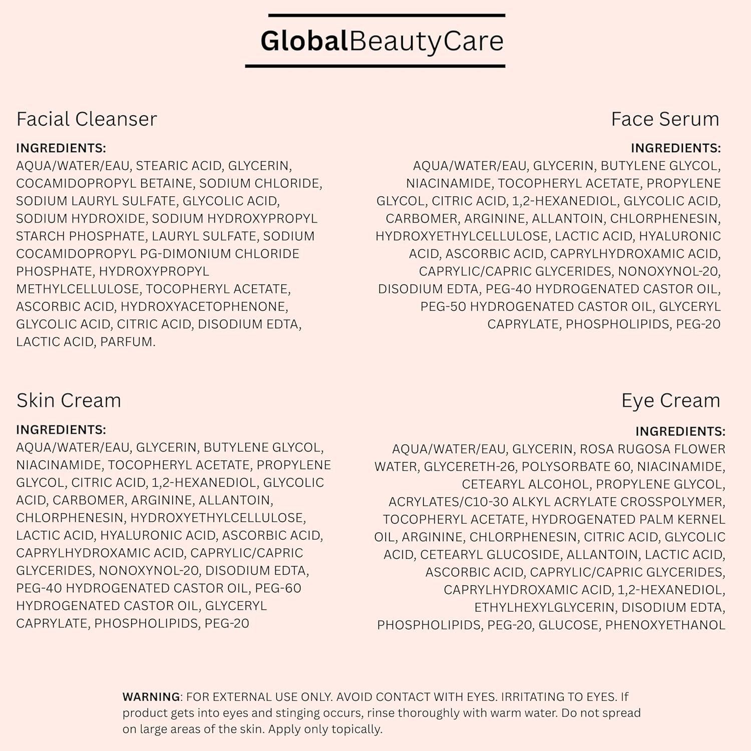 Global Beauty Care Vitamin C Glow Skincare Set - Complete Face Care Routine, Facial Cleanser, Serum, Eye Cream & Face Cream, with Niacinimade, AHA's & Vitamin E For Radiant Smooth Skin, 4-Piece Set - Image 7