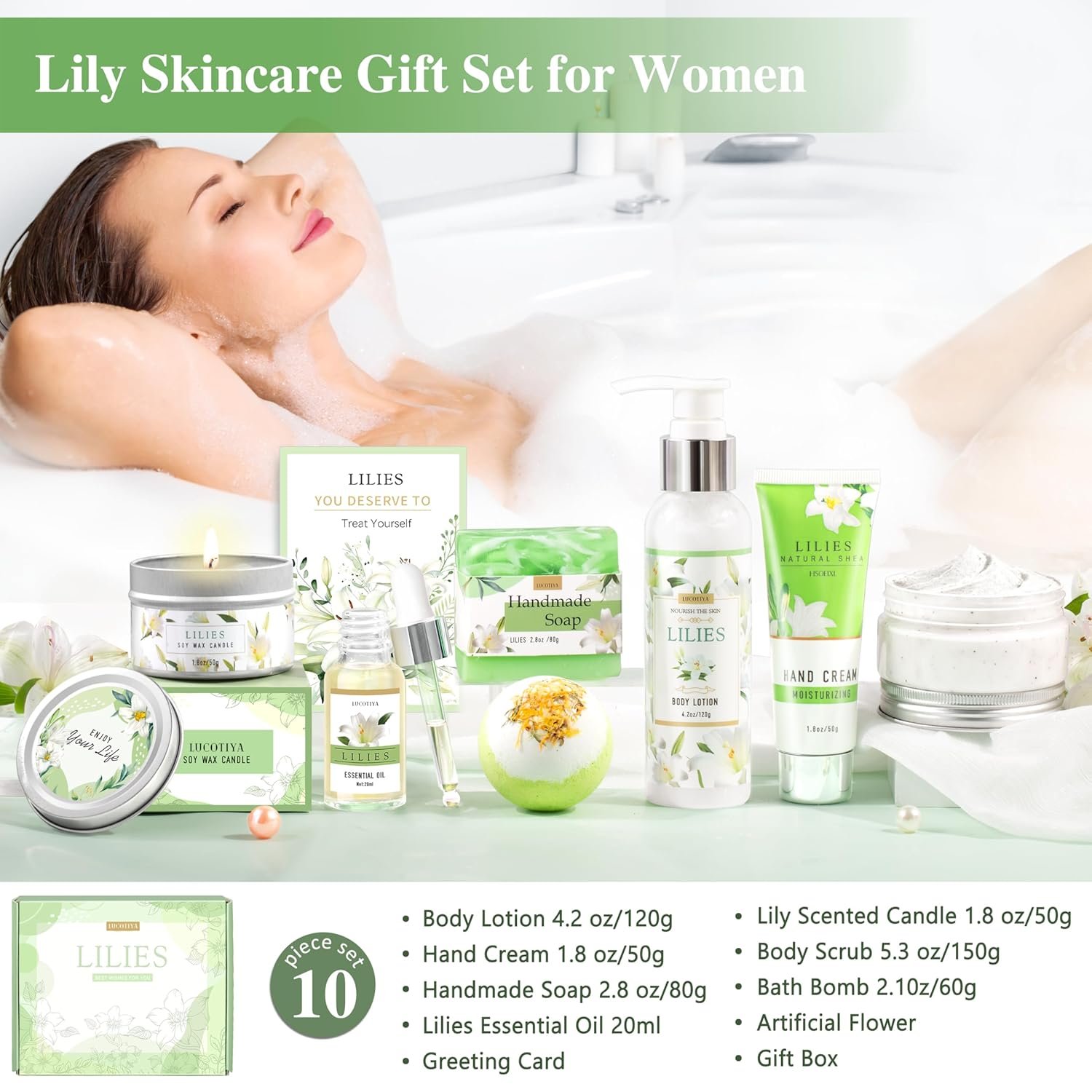 Gifts for Women, Birthday Gifts for Women, Lilies Self Care Set,Christmas Mothers Day Relaxing Spa Basket for Mom, Grandma, Girlfriend, Sister, Friends - Image 6