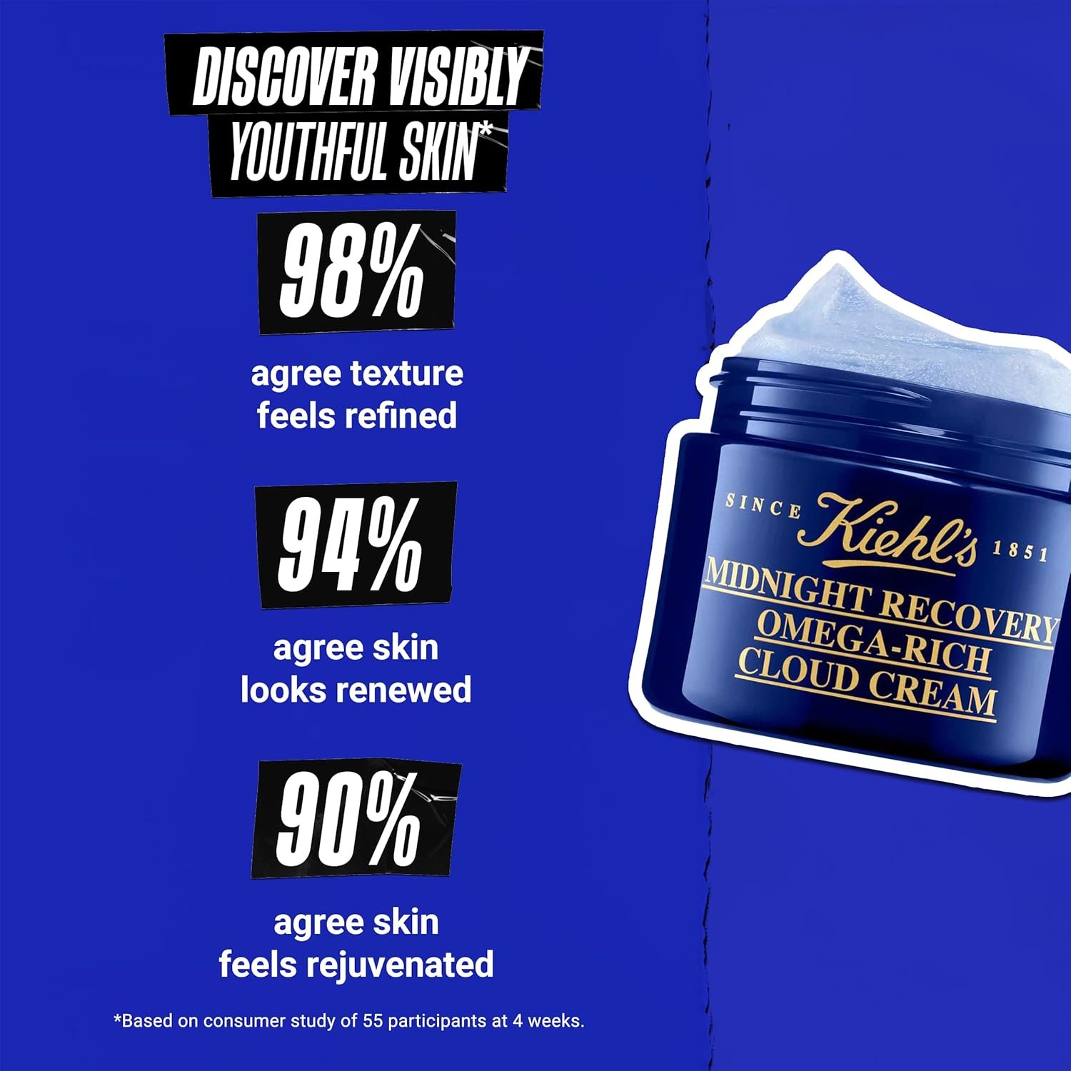 Kiehl's Midnight Recovery Omega Rich Botanical Night Cream, Overnight Renewing Face Moisturizer, Plumps & Replenishes Skin Barrier, with Omega Oils & Fatty Acids, Lavender Scent - 1.7 fl oz - Image 3