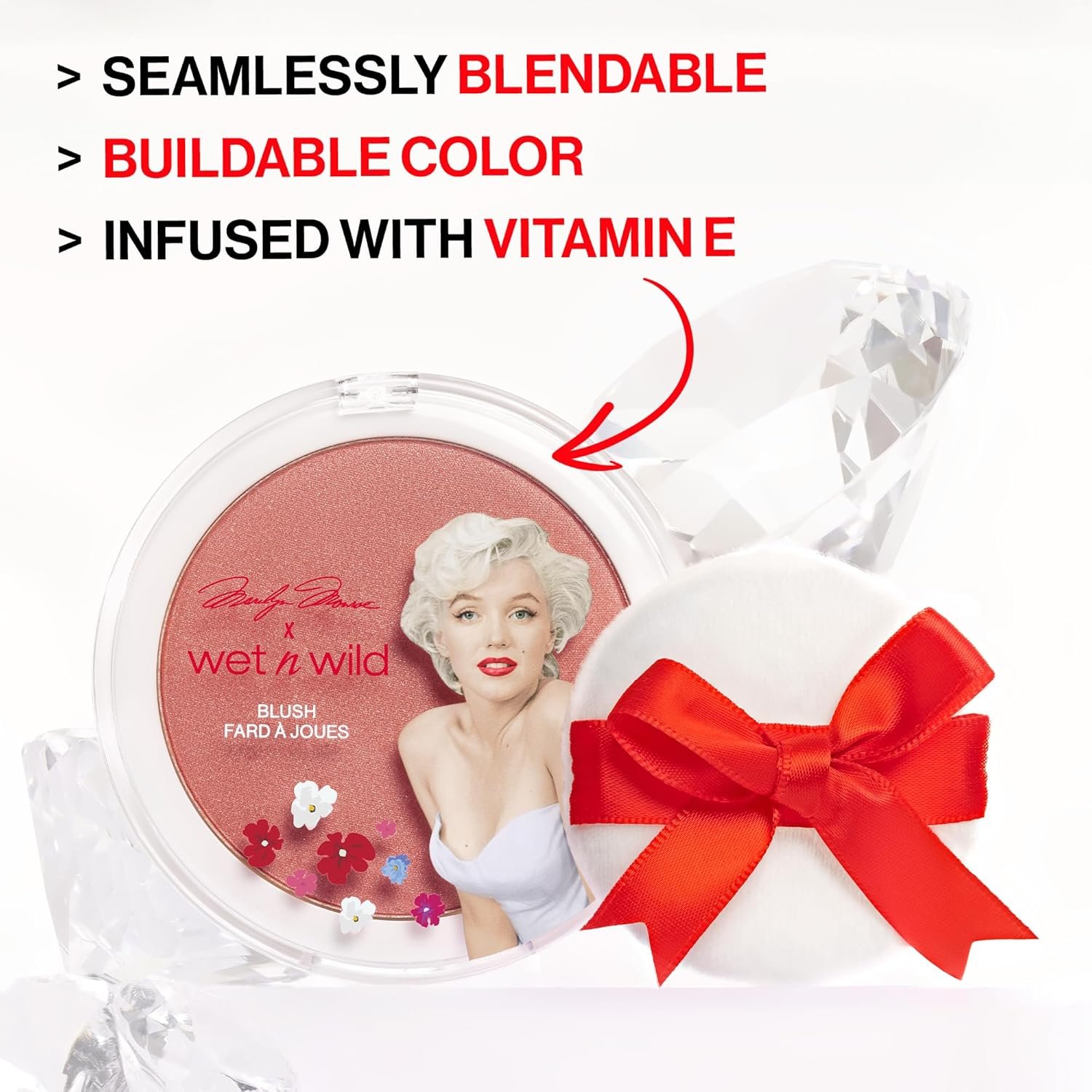 wet n wild Marilyn Monroe Collection Icon Blush – Velvety Pearlescent Powder Blush, Buildable & Blendable Formula Infused with Vitamin E, Includes Sponge Applicator, Cruelty-Free – Rose - Image 2