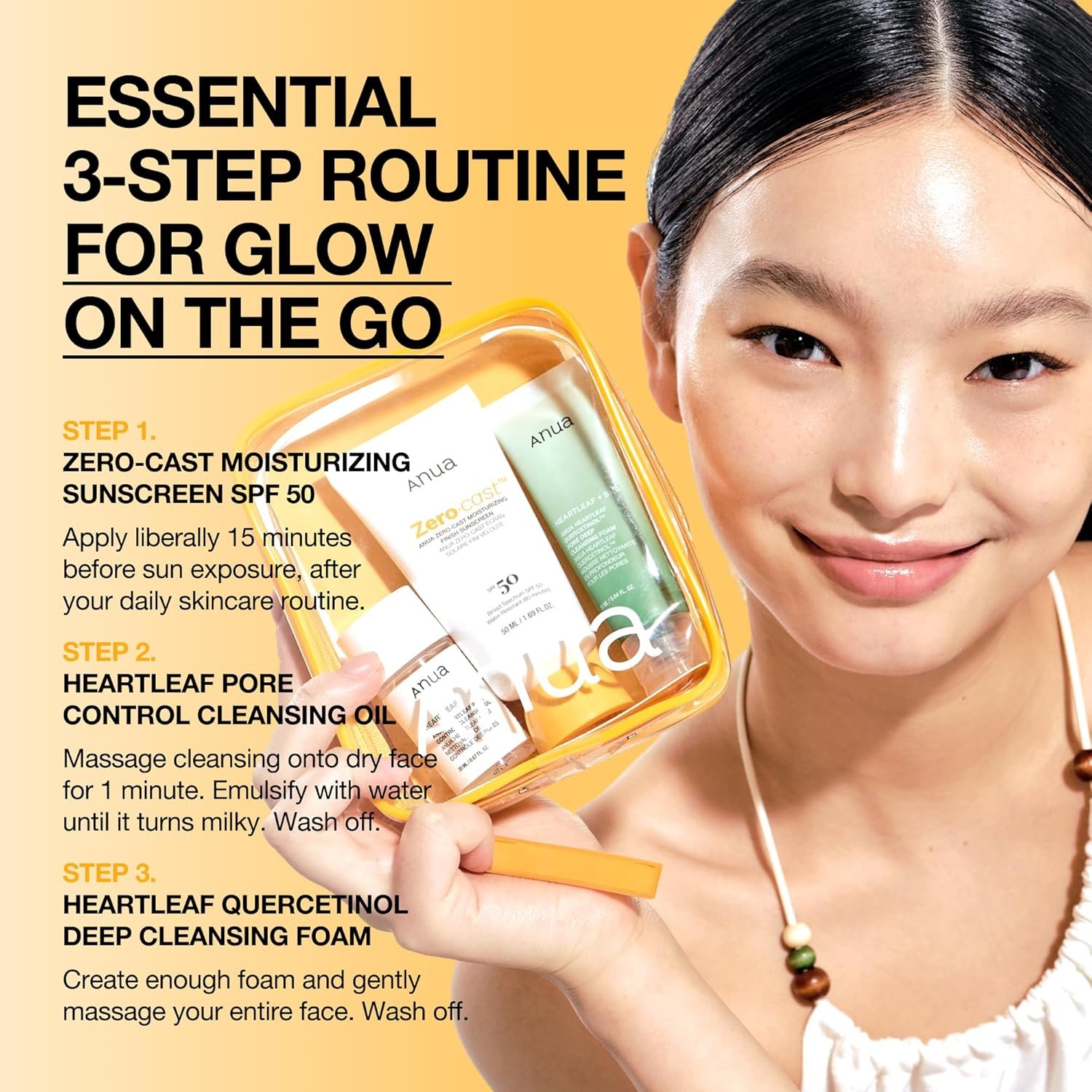 Anua Sun-Ready Travel Kit, Zero-Cast Sunscreen & Cleansing oil & Face Wash. Korean Sunscreen with Mini Size Double Cleansing routine ,Korean Skincare Set - Image 4