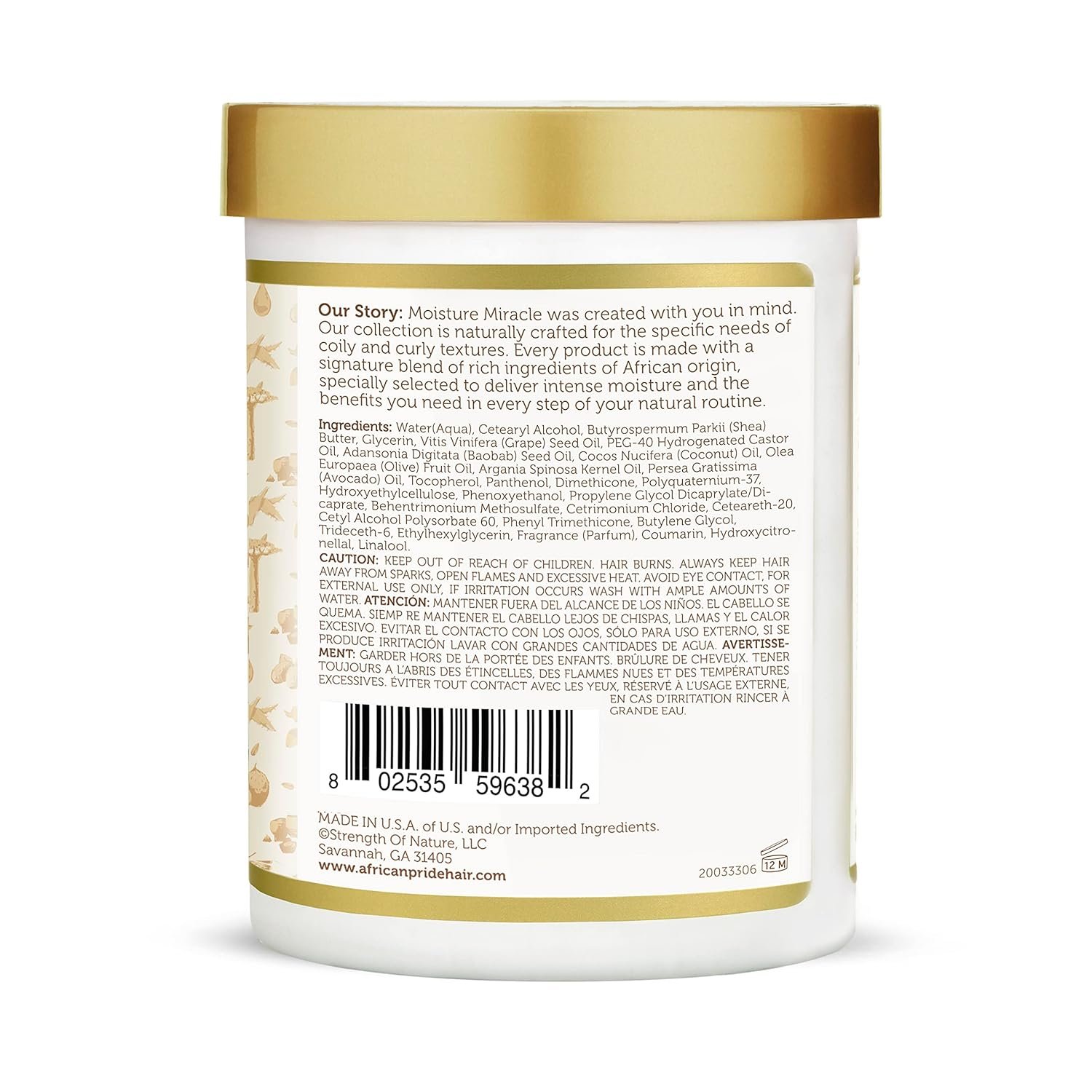 African Pride Moisture Miracle Leave-In Cream with Baobab Oil & Coconut Oil for Coily & Curly Hair, Adds Moisture, Helps Repair & Strengthen, 18 oz - Image 8