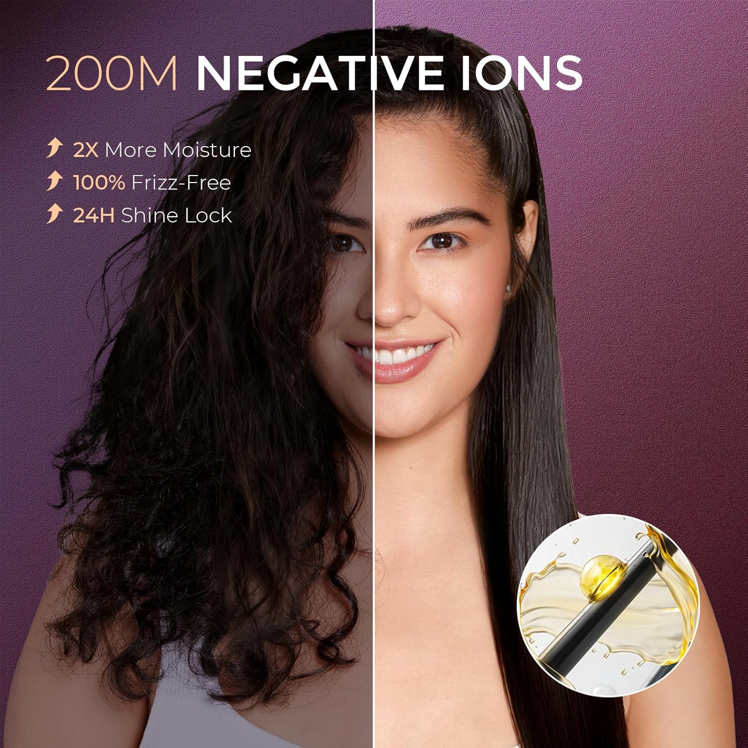 TYMO Flat Iron Hair Straightener Brush 2 in 1, 200M Ions Hair Straighteners for Women, Ceramic Straightening Hot Comb for Anti-Frizz Straights, Waves, Curl, 3X Less Heat Damage, Dual Voltage, Black - Image 7