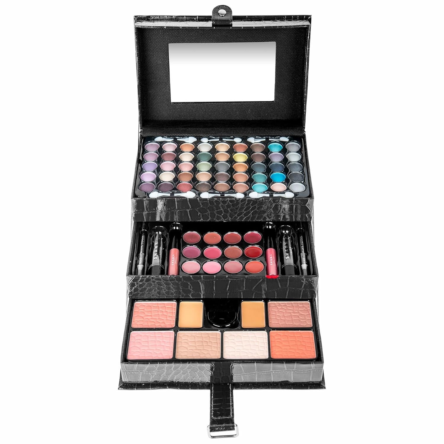 SHANY All In One Makeup Set, 67 Colors Eyeshadow, Blushes, Face Powder, Lipstick, Eye liners, Make up Pencils and Cosmetics Mirror - Makeup Kit With Reusable Beauty Organizer Train Case - Black - Image 9