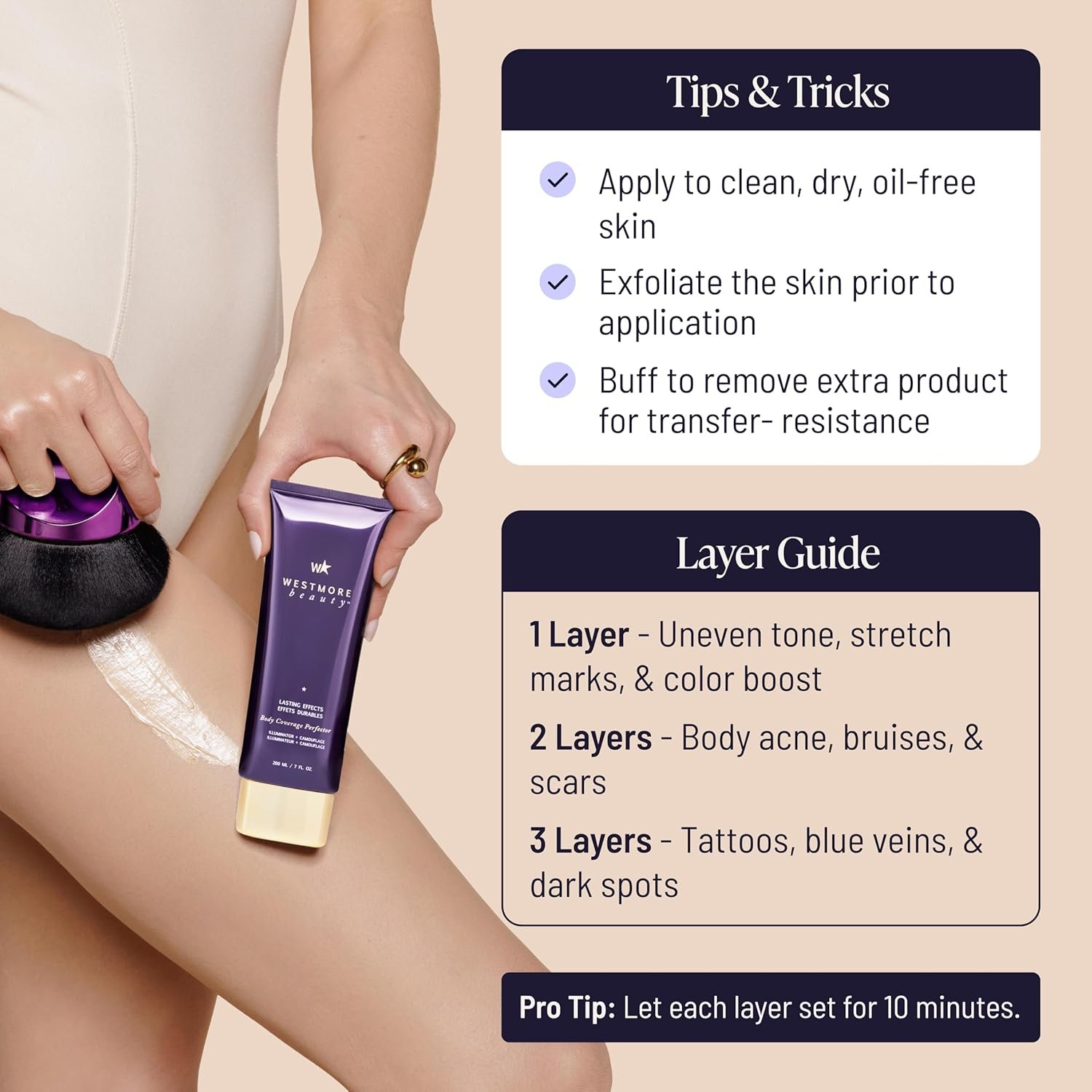 Westmore Beauty Body Coverage Perfector – Waterproof Leg & Body Makeup/Bronzer For Women - Best Tattoo Cover Up Makeup & Tattoo Concealer - 3.5 Oz Natural Radiance - Image 7