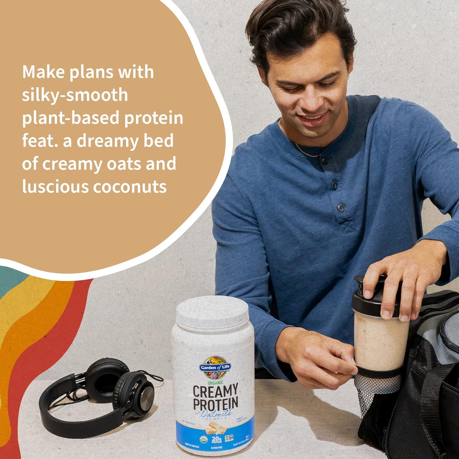 Garden of Life Creamy Plant Protein + Oat Milk Powder + Vanilla Flavor Vegan Protein Powder – Plant Based, Prebiotics & Probiotics, Gluten-Free, Non-GMO, Vanilla Cookie Flavor, 2 LBS - Image 4