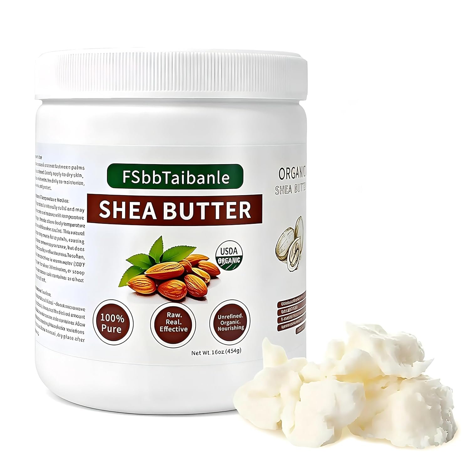 Raw Organic Shea Butter 16 oz – Unrefined Ivory Grade A Shea Butter for Skin, Hair, Body Butter & DIY Skincare – Pure Natural Moisturizer, Cosmetic Grade, Non-GMO