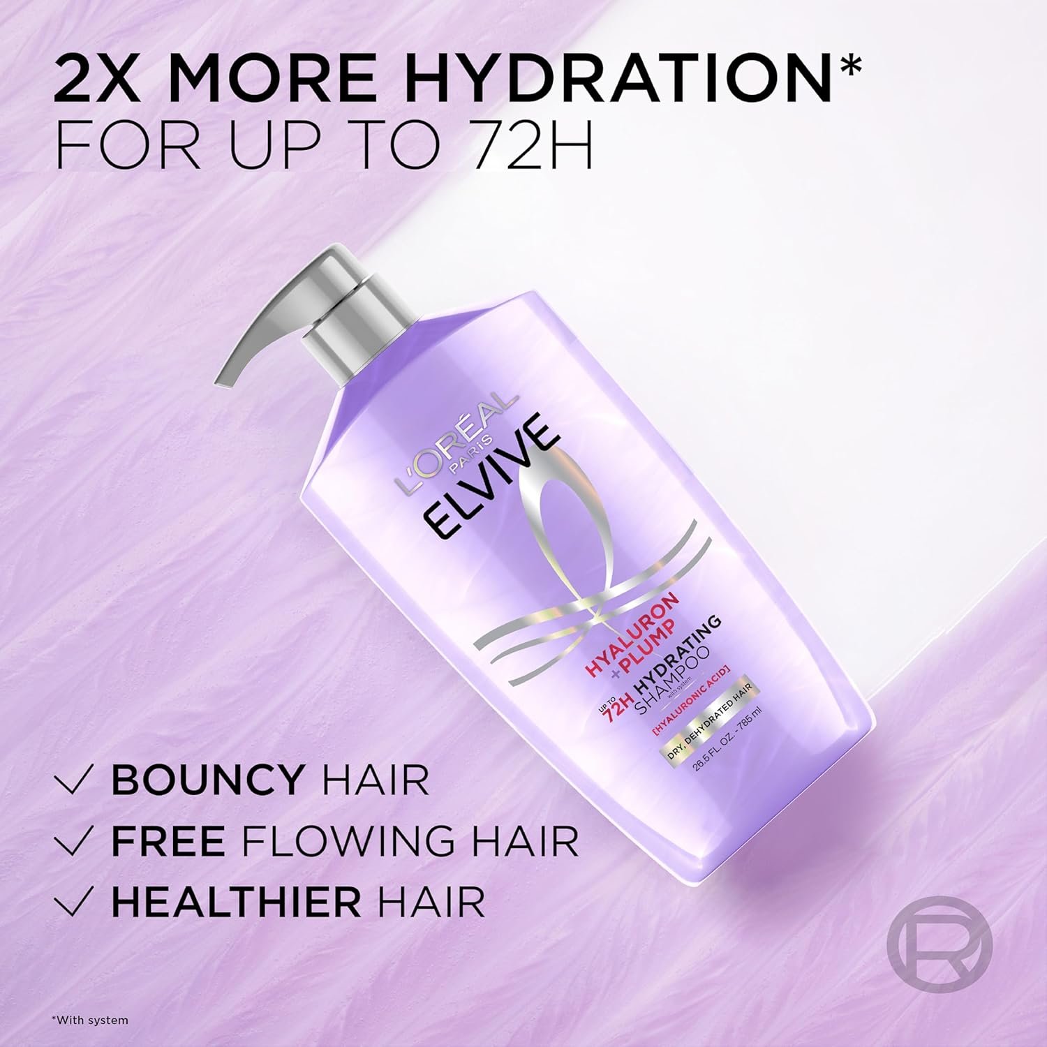 L'Oreal Paris Elvive Hyaluron Plump Shampoo and Conditioner Set for Dehydrated, Dry Hair with Hyaluronic Acid Care Complex, 1 Kit (2 Products) - Image 5