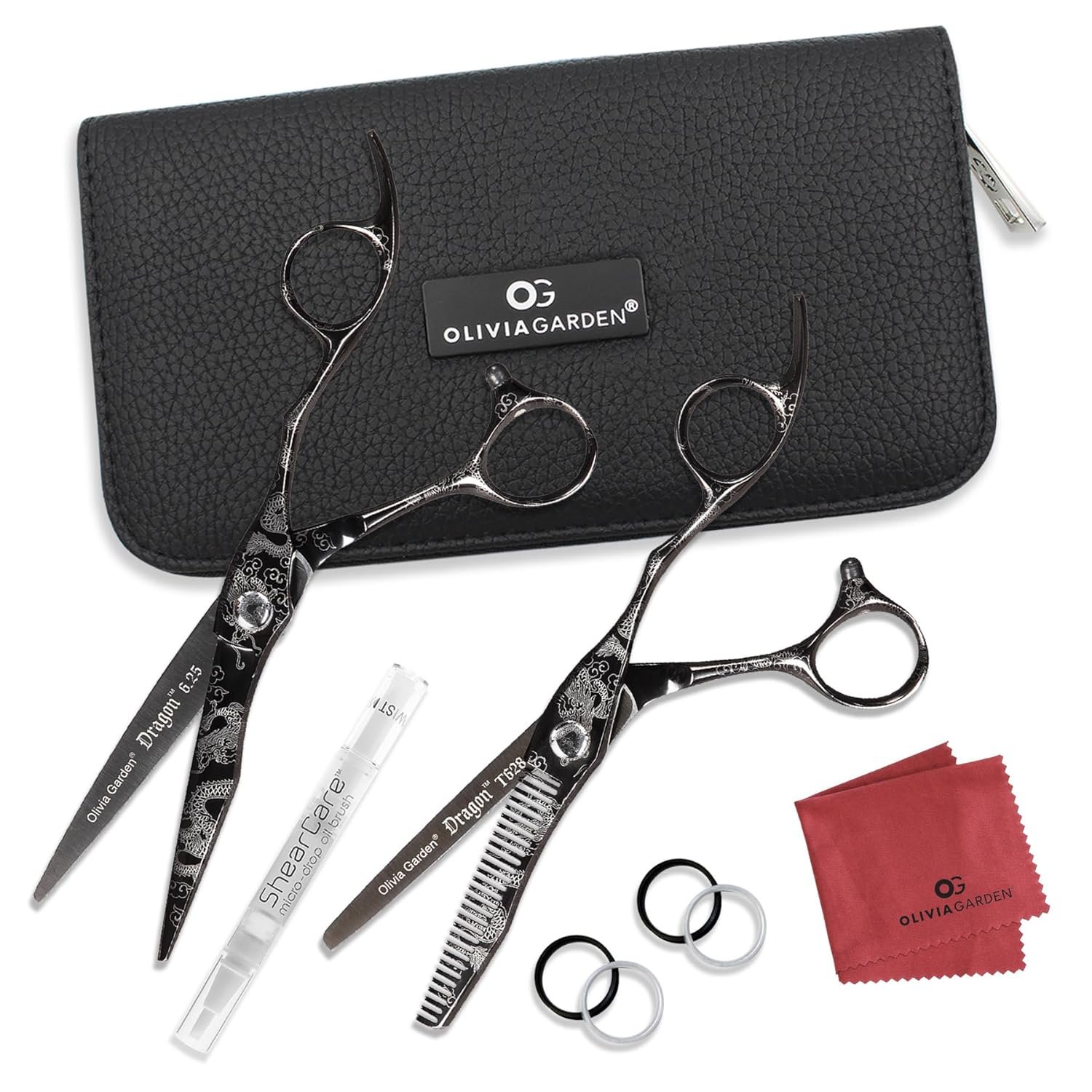 Olivia Garden Dragon Shears Kit - Includes Professional Hair Cutting Shear, Thinner, Case, and Accessories - Razor Sharp Scissors