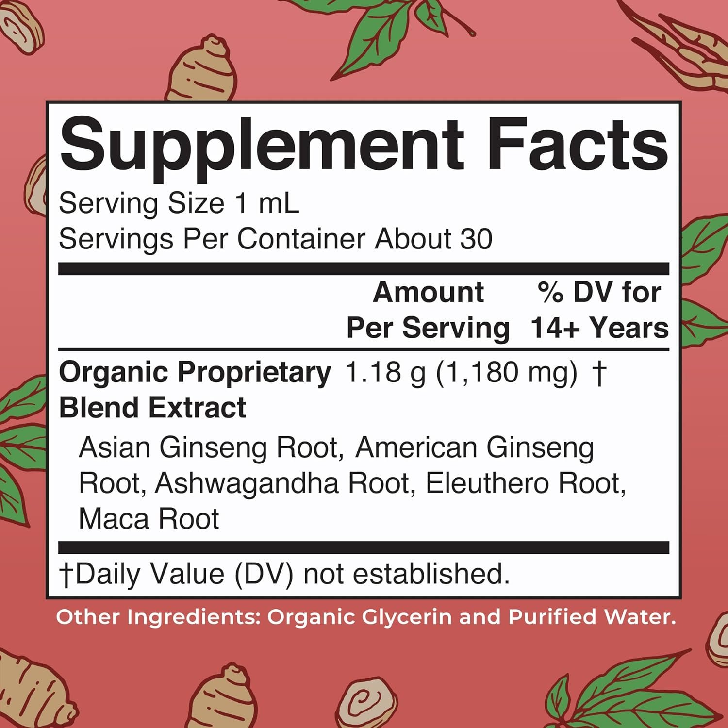 MARYRUTH'S Organics Herbal Supplement for Brain Function | Boost Energy | Memory | Vitality USDA | Ginseng with Ashwagandha | Eleuthero and Maca Root Extract | 1 Fl Oz - Image 2