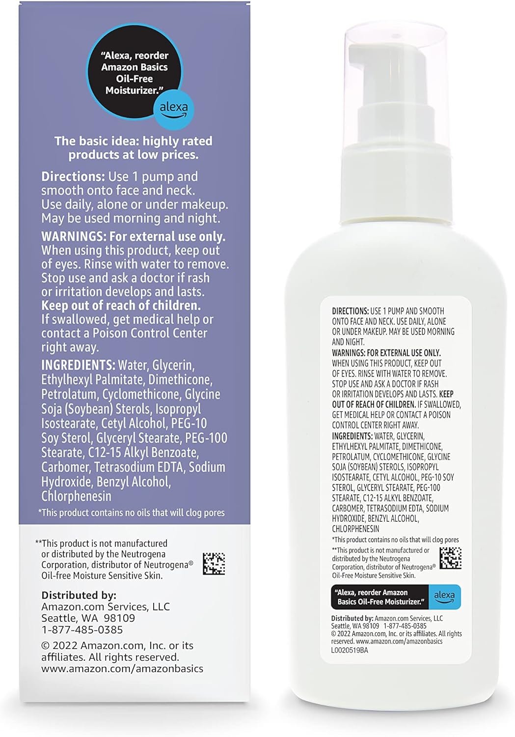 Amazon Basics Oil-free Facial Moisturizer for Sensitive Skin, Fragrance Free, Non-Comedogenic, 4 Fluid Ounce (Previously Solimo) - Image 3