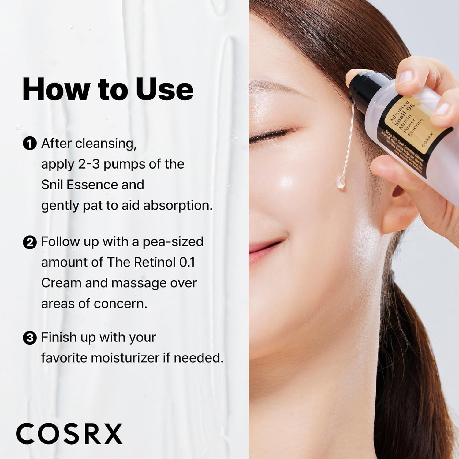 COSRX Snail 96% Mucin Power Essence 2ea & Retinol 0.1% Cream Mini Sample 1ea, Glass Skin Starter Set, Amazon Exclusive, Daily Hydrating & Firming Korean Skin Care Kit, Gift Set - Image 6