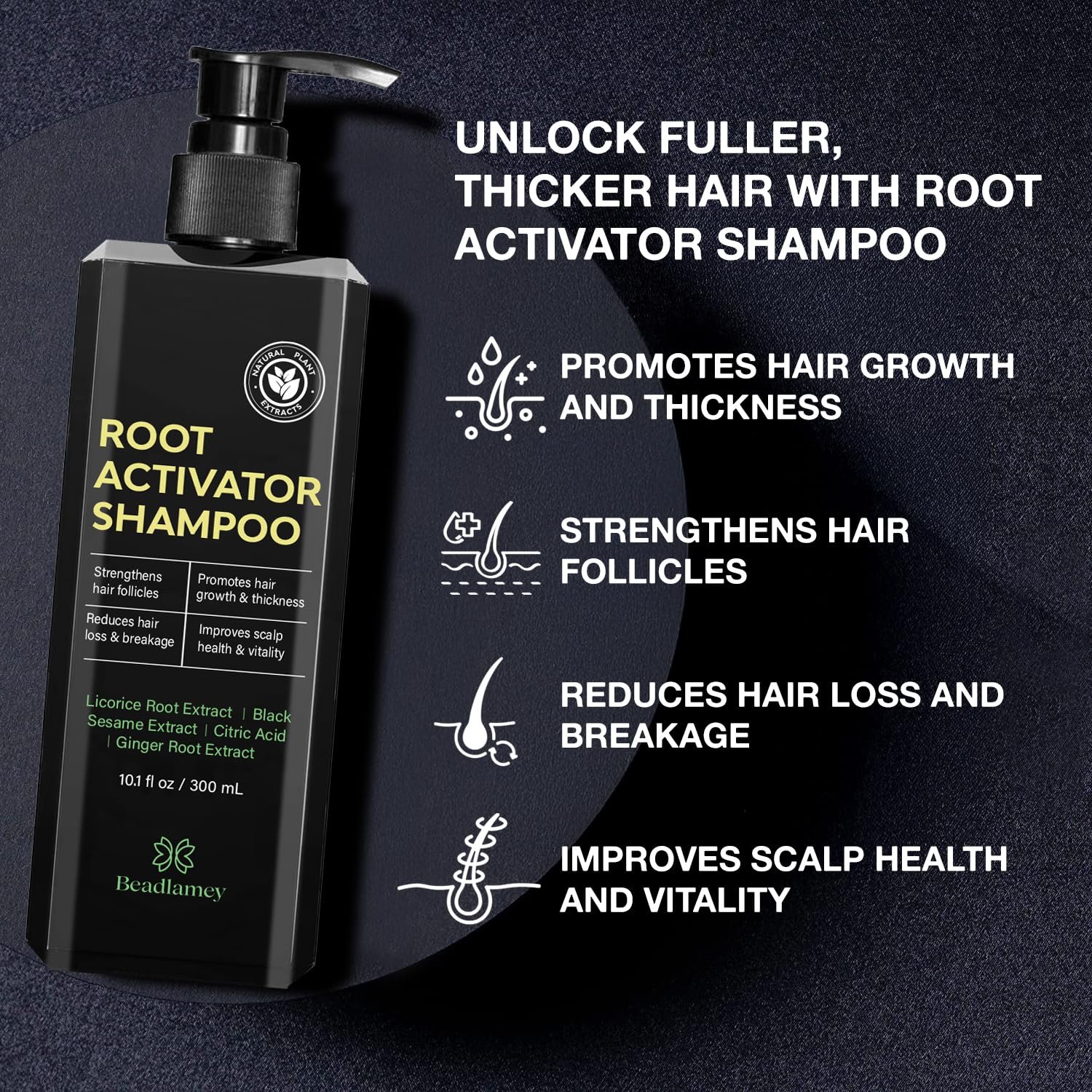 Root Activator Shampoo for Men: Hair Growth Shampoo for Hair Loss and Thinning Hair - 10.1 fl oz / 300 mL - Image 2