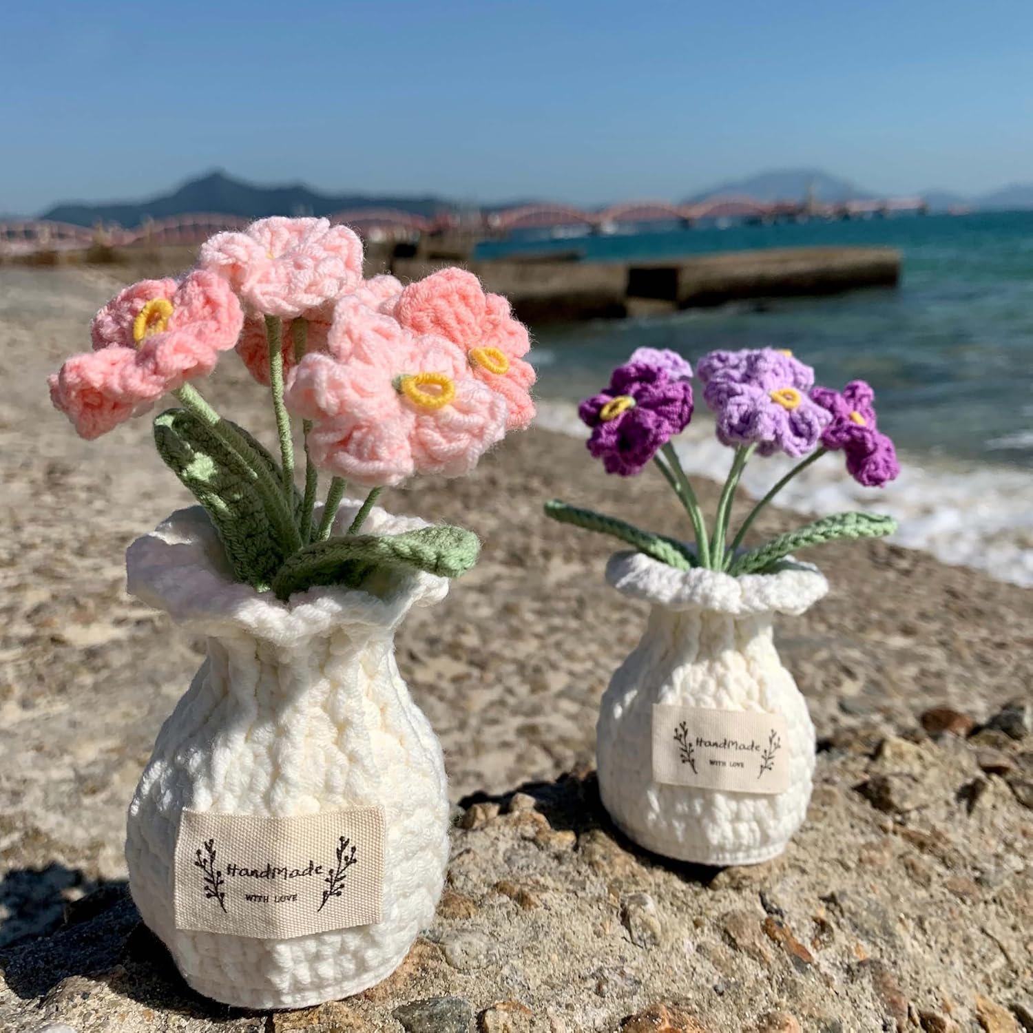Forget-me-not Crochet Flower Potted Plant Pink - Handmade Desk Decor for Her Girlfriend Wife Mom Friends Sister Graduation Birthday Wedding Anniversary Home Decoration - Image 9