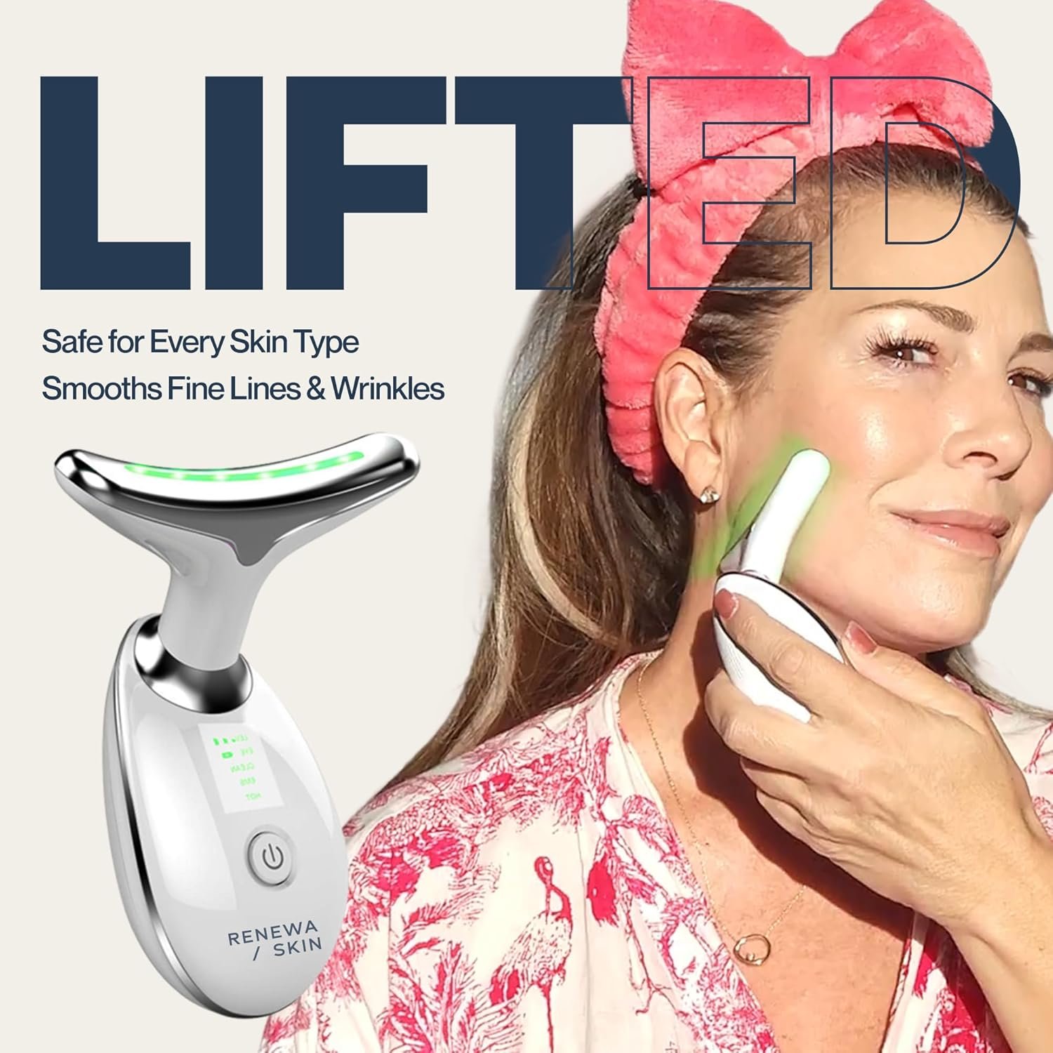 RenewaSkin Face & Neck Sculpting Tool Handheld Beauty Device with Gentle Light & Soothing Vibration At-Home Skincare Tool for a Smoother, Refreshed, and Radiant-Looking Complexion - Image 5
