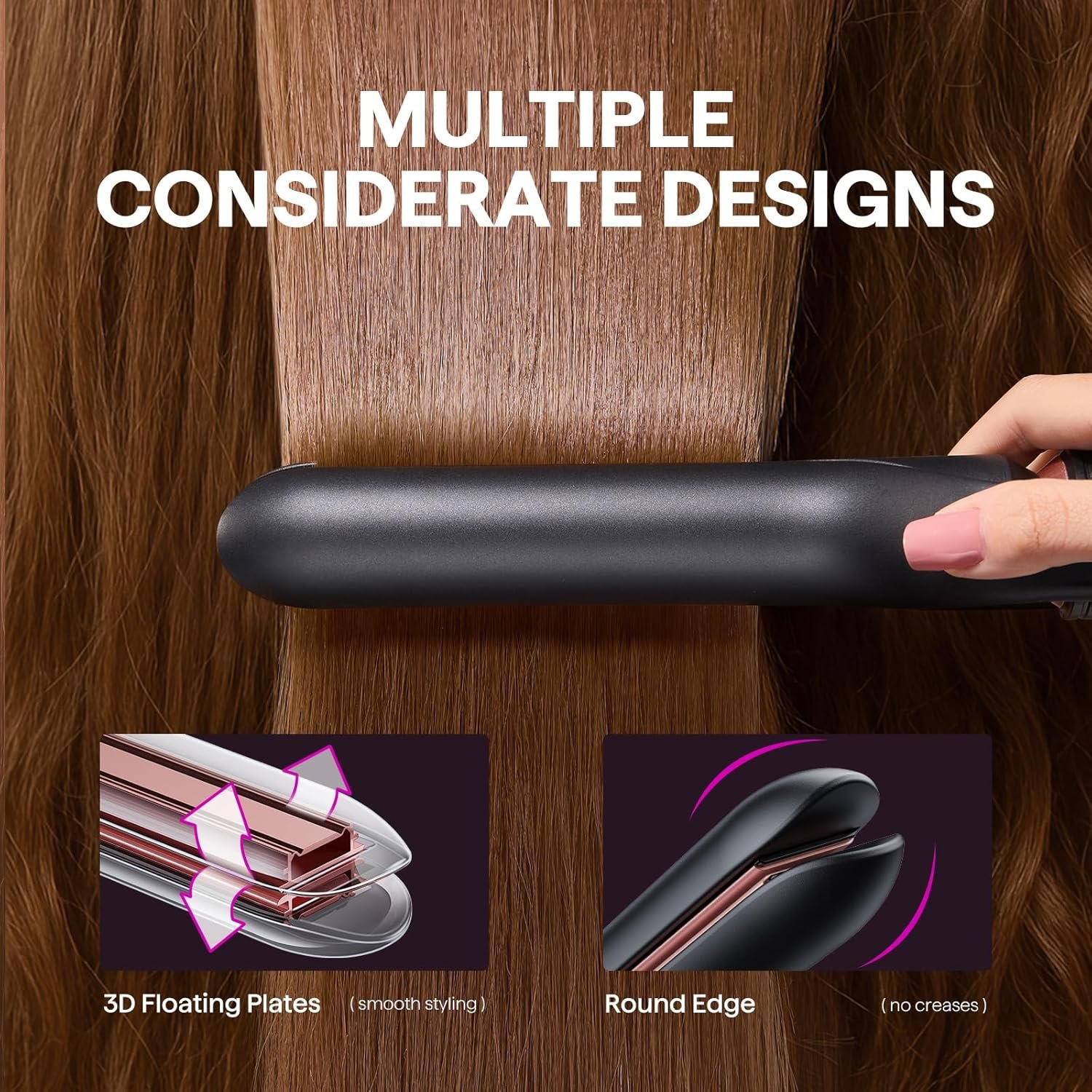 Wavytalk 3 in 1 Curling Wand Set, Multi Curl, Curling Iron Set with Heated Round Brush, Flat Iron Hair Straightener, 1 1/4 inch Curling Iron, Dual Voltage Hair Curler - Image 3
