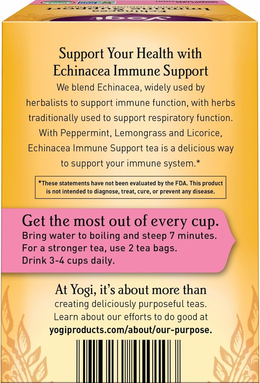 Yogi Tea Echinacea Immune Support Tea - 16 Tea Bags per Pack (4 Packs) - Organic Immunity Support Tea - Includes Peppermint Leaf, Lemongrass, Cinnamon Bark, Echinacea Purpurea, Licorice Root & More - Image 2