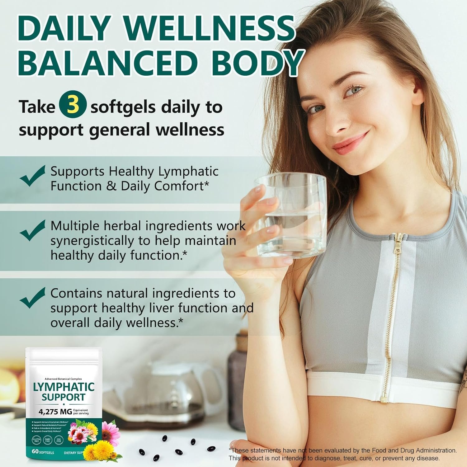 Lymphatic Drainage Supplements, 4275mg Herbal Blend for Immune and Fluid Health for Men Women,with Dandelion, Burdock Root, Echinacea, Turmeric, 60 Softgels for Lymph System Balance - Image 6
