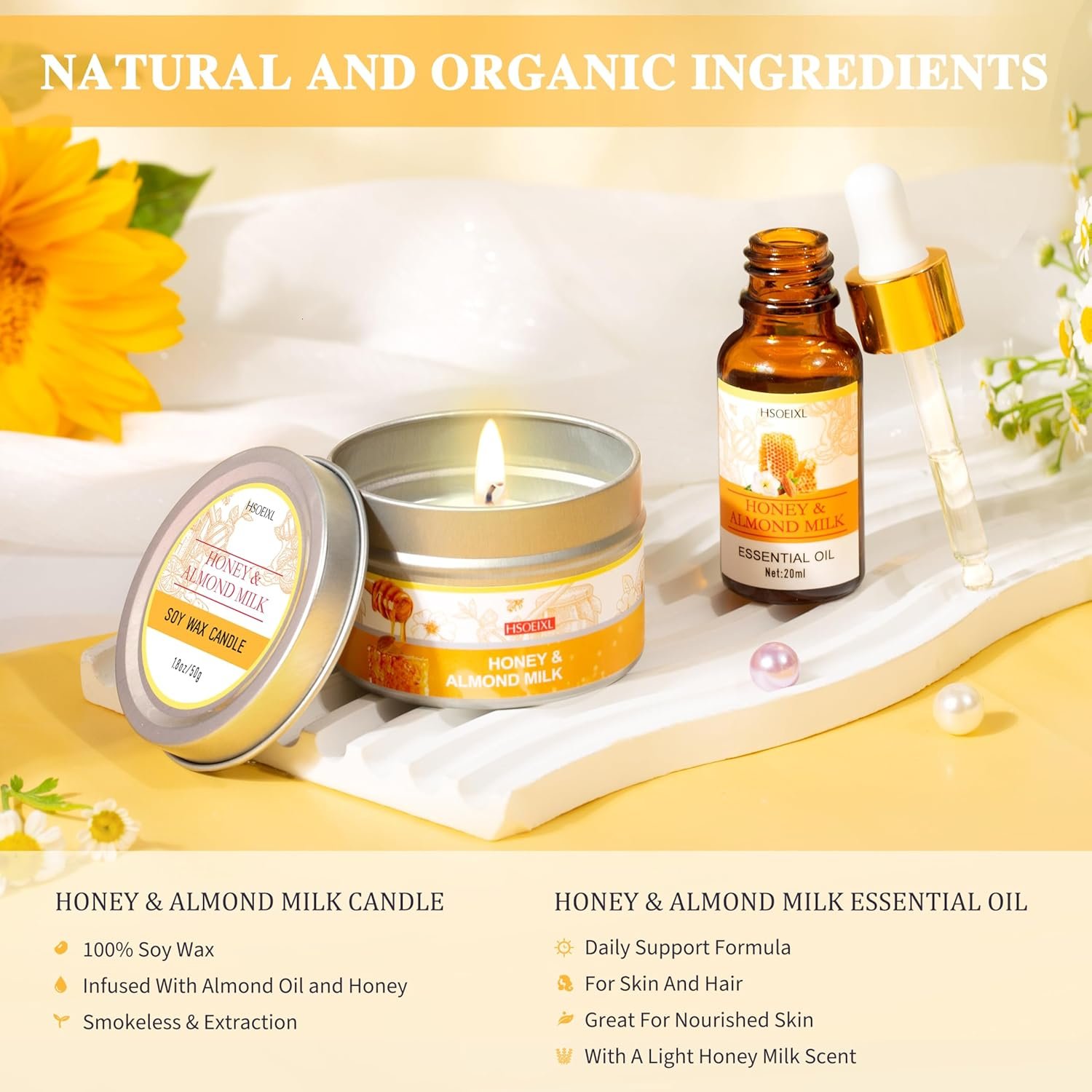Gifts for Women, Birthday Gift for Women, 9 Pc Almond Milk & Honey Bath and Body Gifts Set, Self Care Gifts Spa Gift Basket, Relaxing Bath Sets for Mom, Girlfriend, Sister, Female Friends, Coworker - Image 3