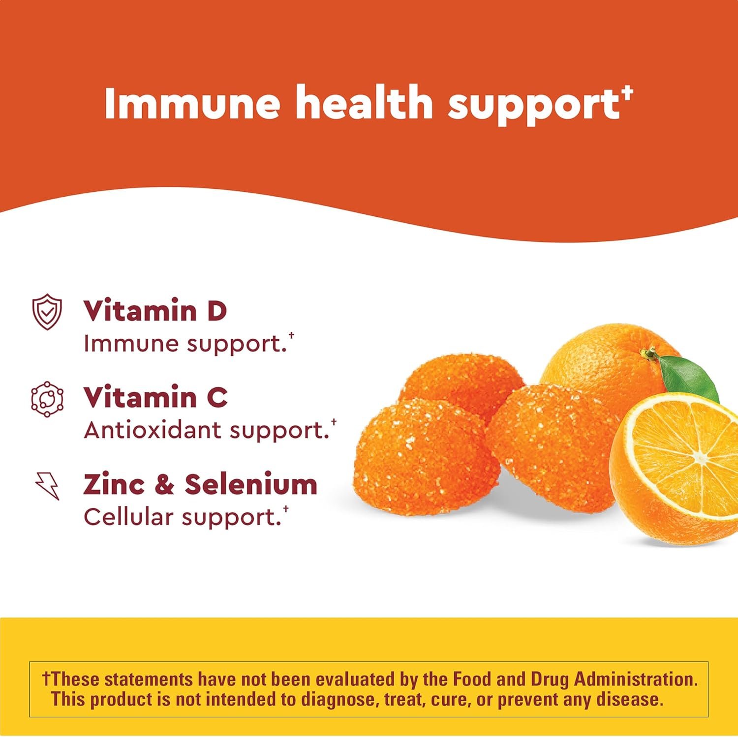 Nature Made Wellblends ImmuneMAX Gummies, Vitamin C, Zinc, and Vitamin D3, Immune Support Supplement, 42 Tangerine Flavor Gummies - Image 4