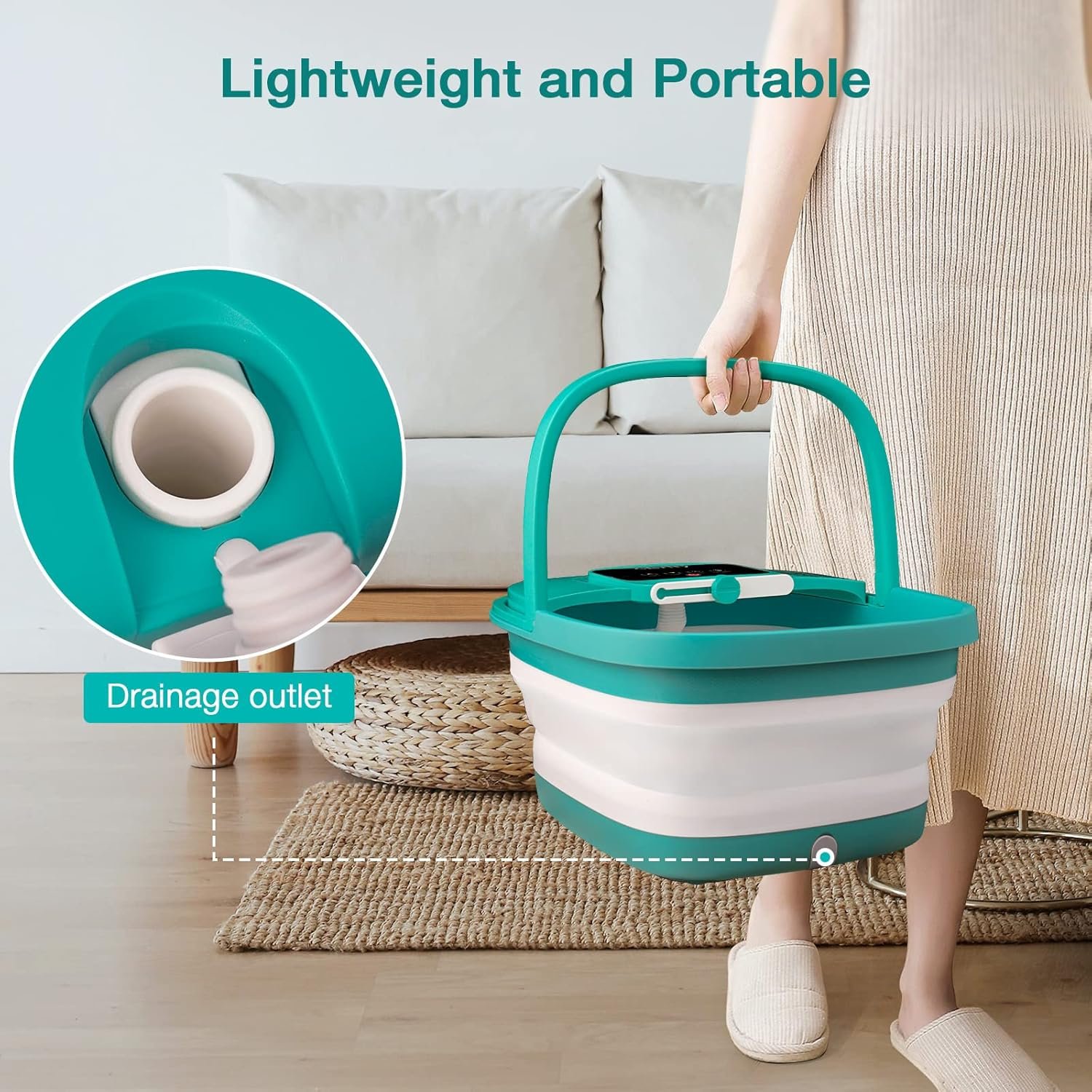 HOSPAN Collapsible Foot Spa with Heat, Bubble, Red Light, and Temperature Control, Foot Bath Massager with 8 Shiatsu Massage Rollers, Pedicure Foot Spa for Relaxation - FS01A - Image 4