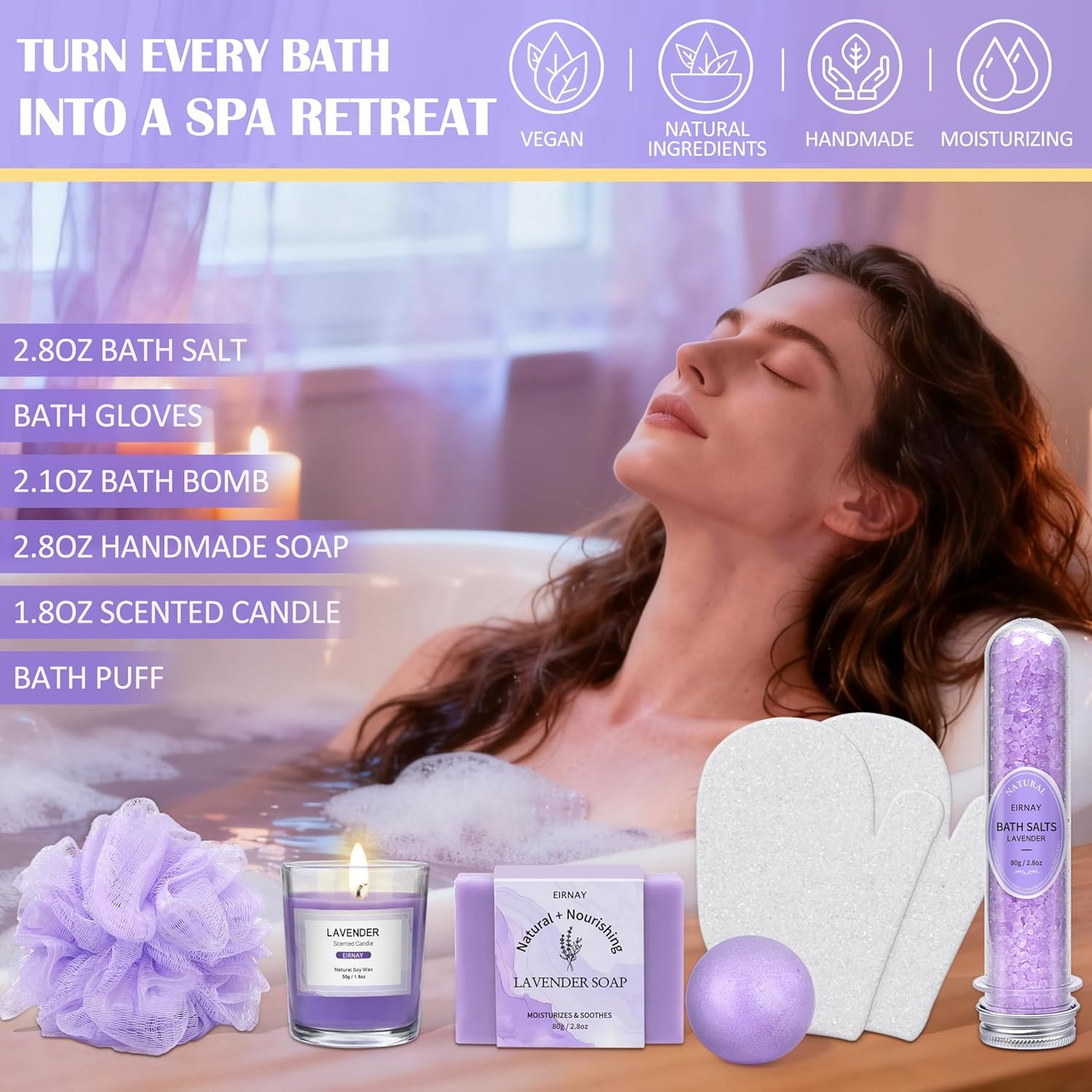 Mothers Day Gifts for Women, Spa Gifts Basket for Women, 21pcs Lavender Bath and Body Gift Basket, Self Care Gifts, Facial Skin Care Set, Birthday Gifts for Mom, Wife, Girlfriend, Sister - Image 5