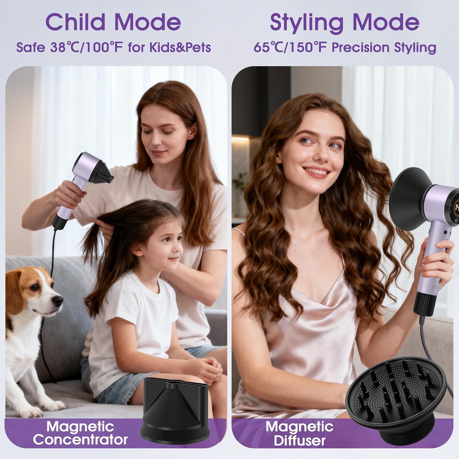 Ionic Hair Dryer with Auto-Adjusting,160000 RPM High-Speed Hair Dryer for Fast Drying, Hair Dryers for Women with Magnetic Diffuser,Professional Blow Dryer with 500M Plasma,Low Noise for Home,Travel - Image 7