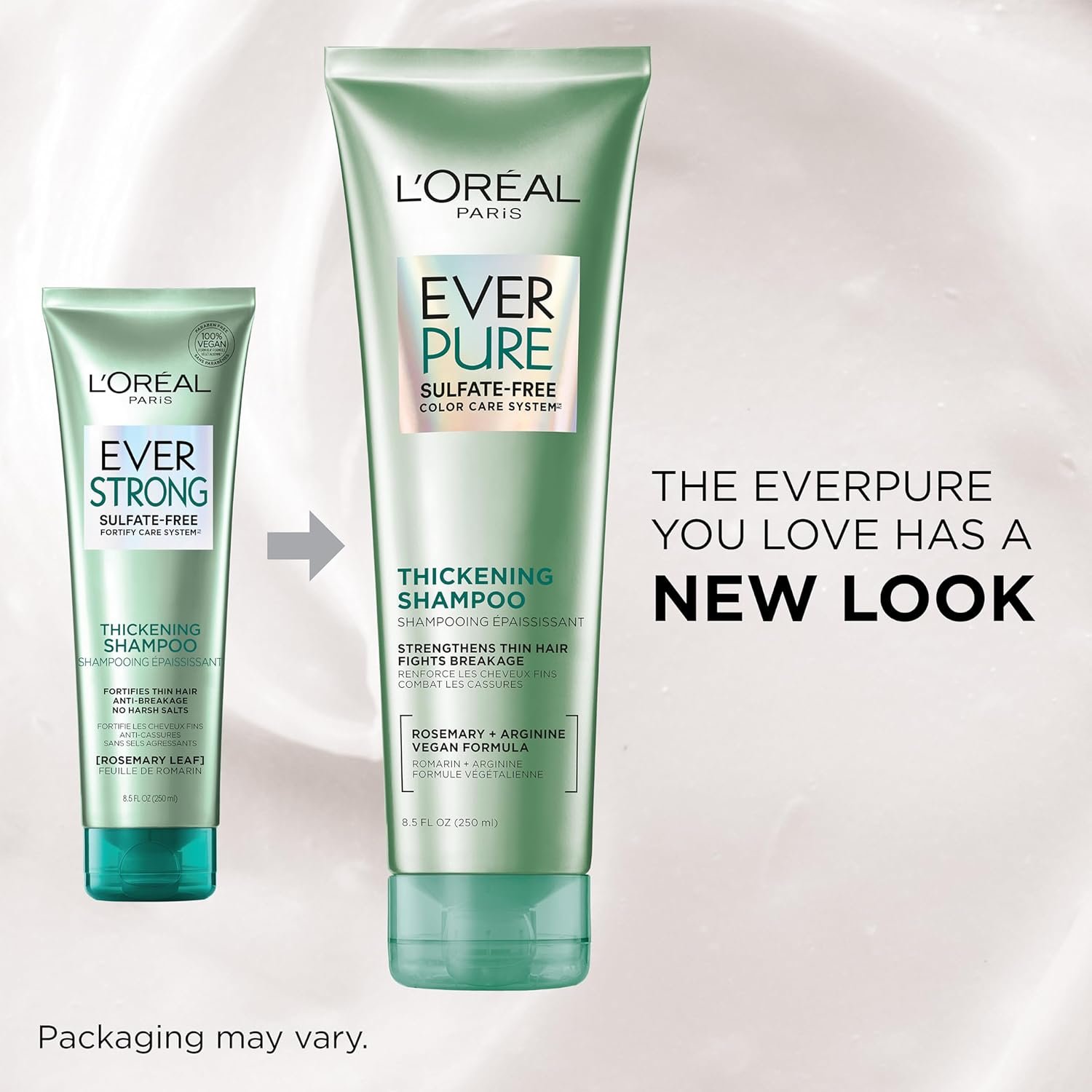 L'Oreal Paris Thickening Sulfate Free Shampoo, Thickens + Strengthens Thin, Fragile Hair, Hair Care with Rosemary Leaf, EverPure, 8.5 Fl Oz (Packaging May Vary) - Image 3