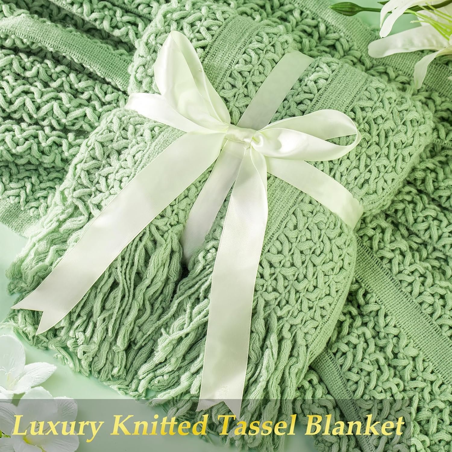 Mothers Day Gifts for Mom Wife Grandma, Self Care Gift Baskets for Women - Knitted Throw Blanket Spa Set, Get Well Birthday Care Package for Her Friend Sister - Image 5
