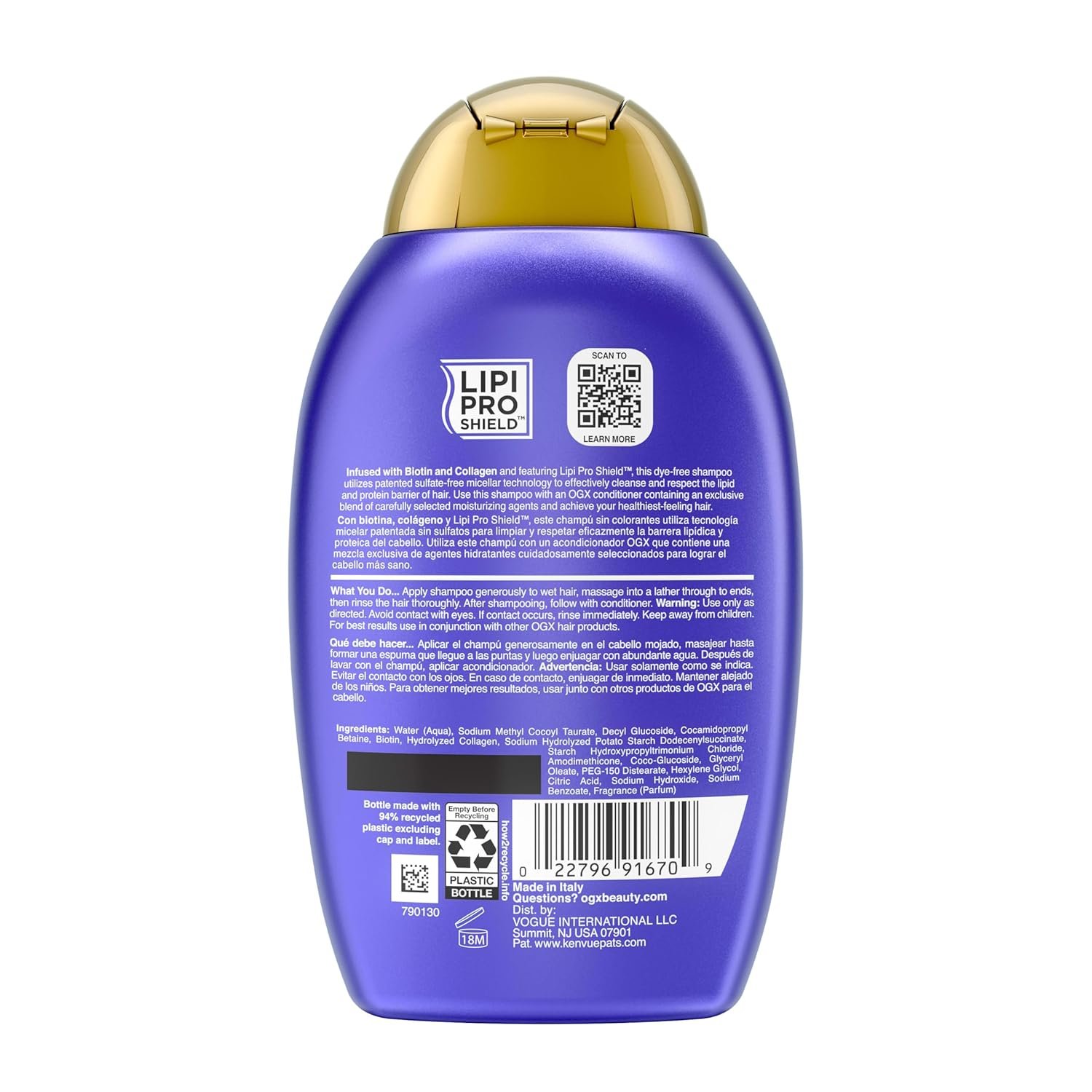 OGX Thick & Full + Biotin & Collagen Volumizing Shampoo, Nutrient-Infused Hair Shampoo with Vitamin B7 Biotin Gives Hair Volume & Body for 72+ Hours, Sulfate-Free Surfactants, 13 fl. oz - Image 9