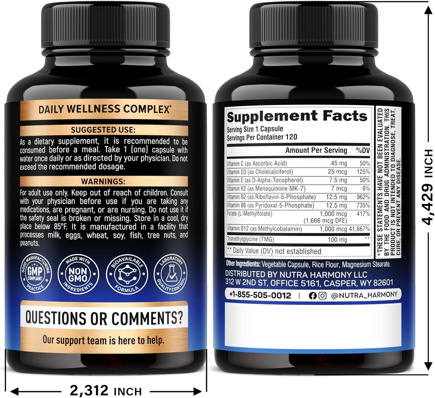 Vitamin B Complex Methylated - B-Complex with Methylfolate & B12 - Bioavailable for Men & Women - 9-in-1 Methylated Multivitamin - Energy, Brain & Mood - Vegan - Lab Tested - 120 Capsules, One/Day - Image 2