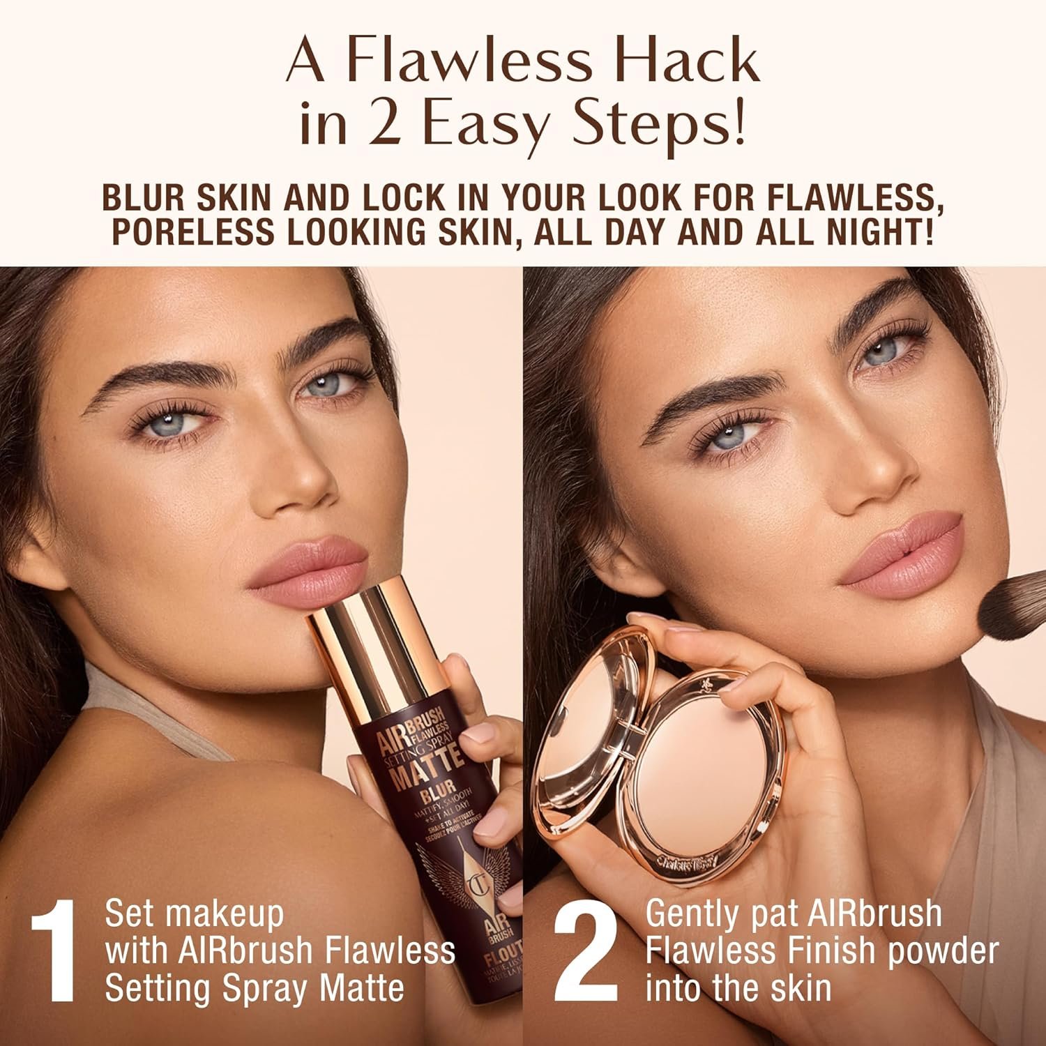 Charlotte Tilbury Airbrush Flawless Matte Setting Spray – Ultra‑Fine Mist to Prime & Set Face Makeup for Up to 16 Hours – Soothes, Blurs Pores & Calms Skin - Image 6