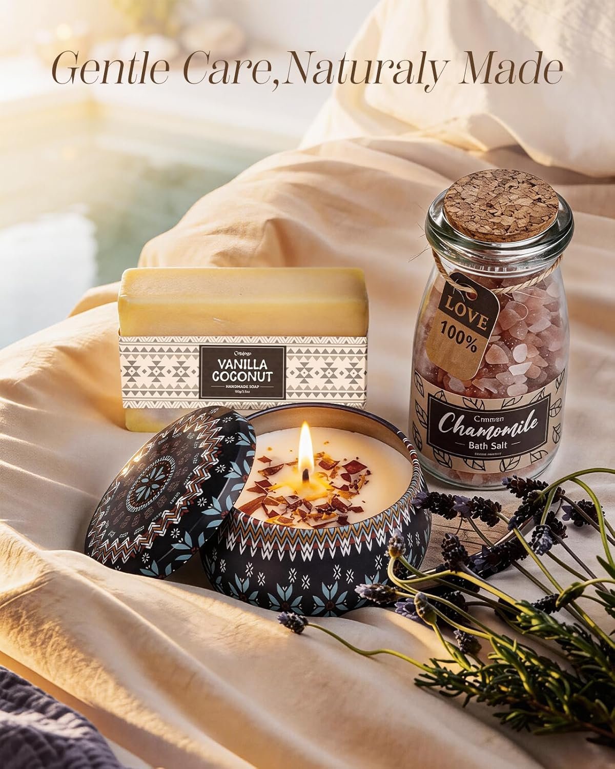 Spa Gift Bakset for Women - Unique Bohemian Basket with Soft Blanket, Warm Socks, Blank Card, Boho Gifts for Women, Birthday, Mother's Day, Get Well, Self Care, Thinking of You - Image 5