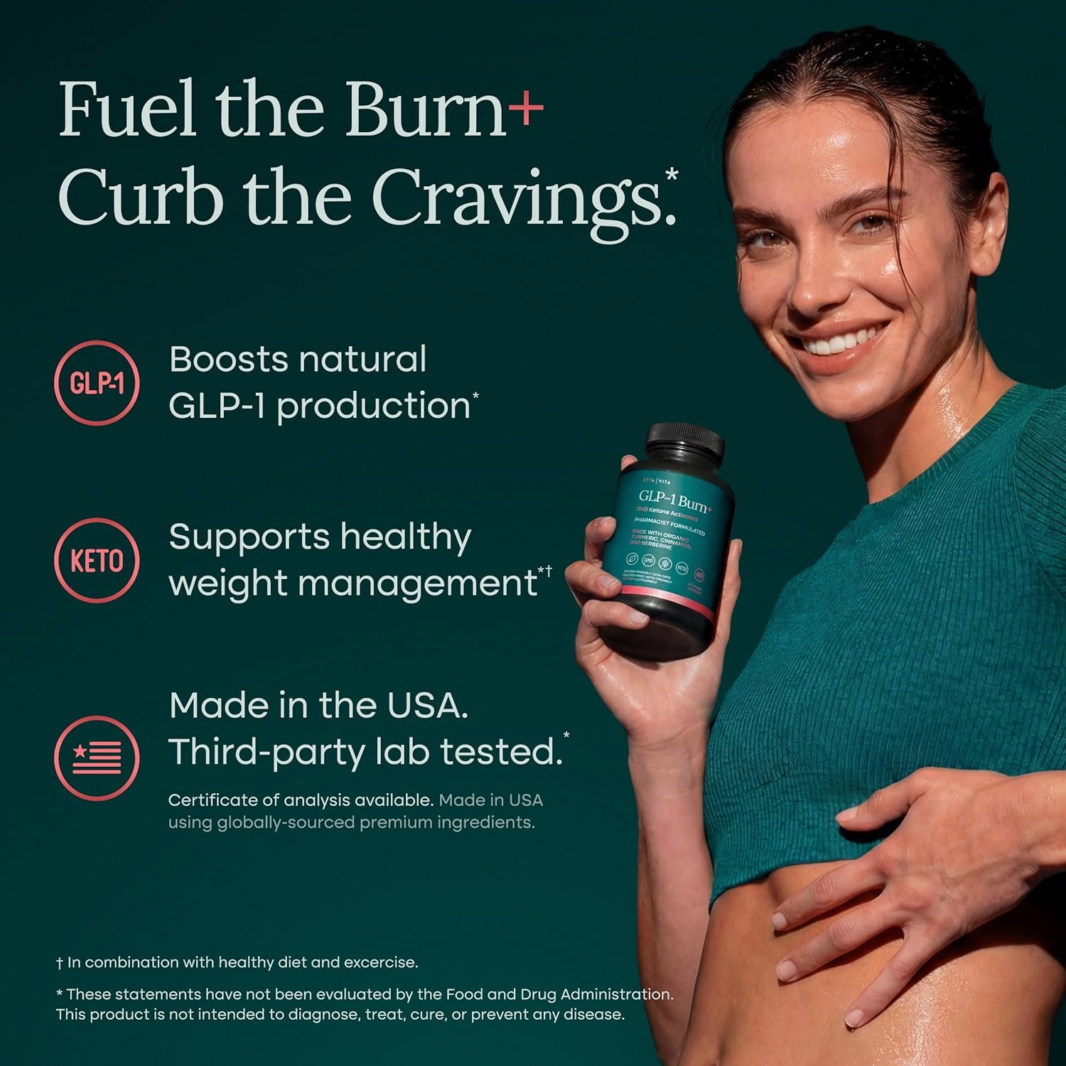 Keto Burn & GLP-1 Supplement Weight Loss for Women and Men - Appetite Suppressant, Fat Burner and Metabolic Health with BHB Raspberry Ketones, Apple Cider Vinegar, Berberine HCL (3rd Party Lab Tested) - Image 2