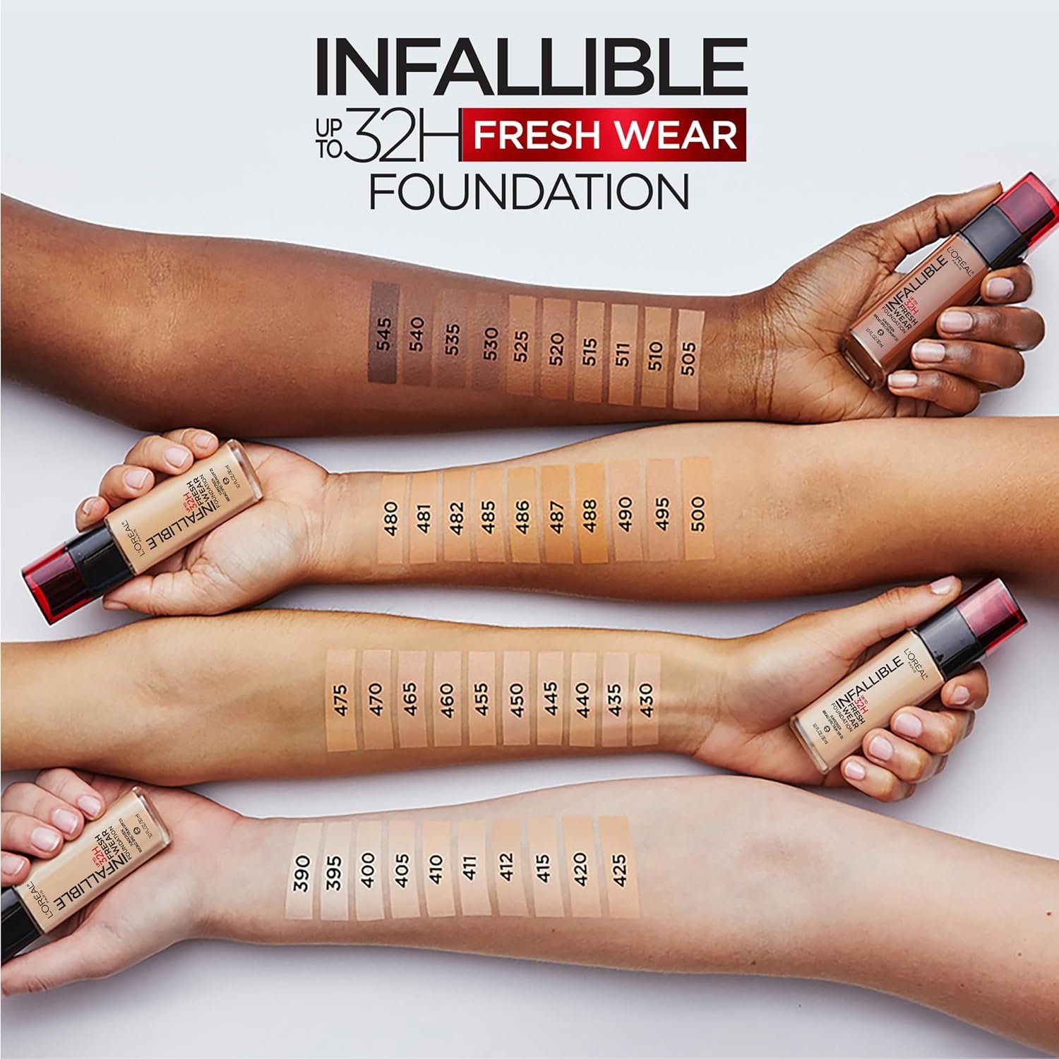 L'Oreal Paris Makeup Infallible Up to 32 Hour Fresh Wear Lightweight Foundation, 390 Rose Pearl, 1 Fl Oz, Packaging May Vary - Image 4