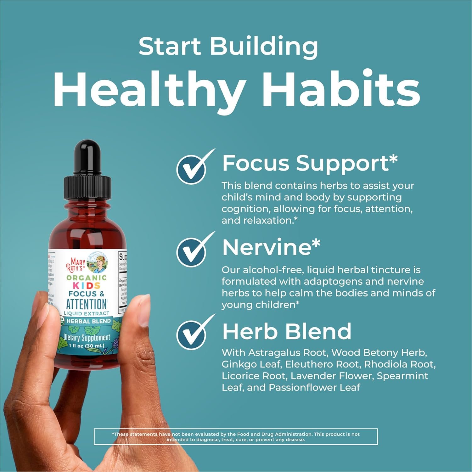 MARYRUTH'S Kids Focus & Attention Drops | USDA Organic Drops | Ginkgo Biloba | Rhodiola Root & Licorice Root | Adaptogenic | Calm | Vegan | Non-GMO | Gluten Free | 30 Servings - Image 5