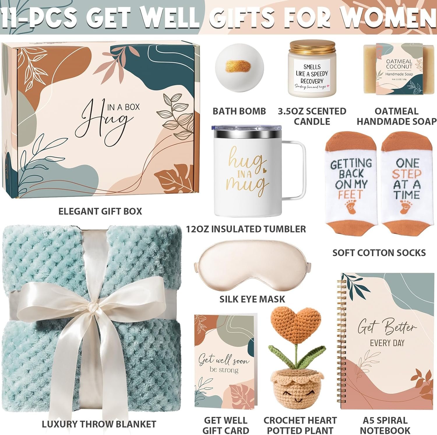 Get Well Gifts for Women After Surgery Recovery, Get Well Soon Gift Baskets for Women Chemo Care Package, Thinking of You Cancer Care Gifts for Sick Friends, Feel Better Encouragement Comfort Gift Box - Image 2