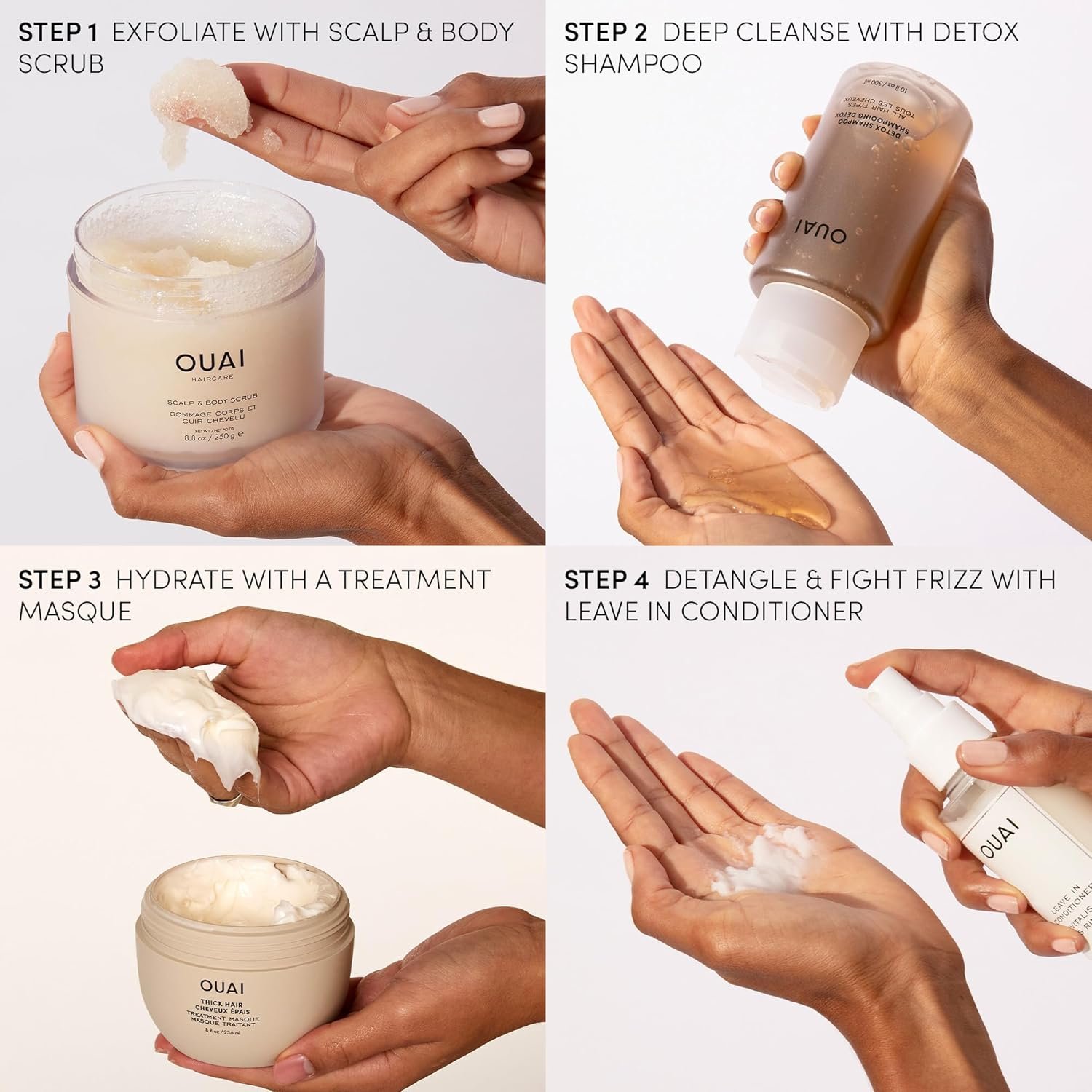OUAI Detox Shampoo - Clarifying Shampoo for Build Up, Dirt, Oil, Product and Hard Water - Apple Cider Vinegar & Keratin for Clean, Refreshed Hair - Sulfate-Free Hair Care (10 oz) - Image 6