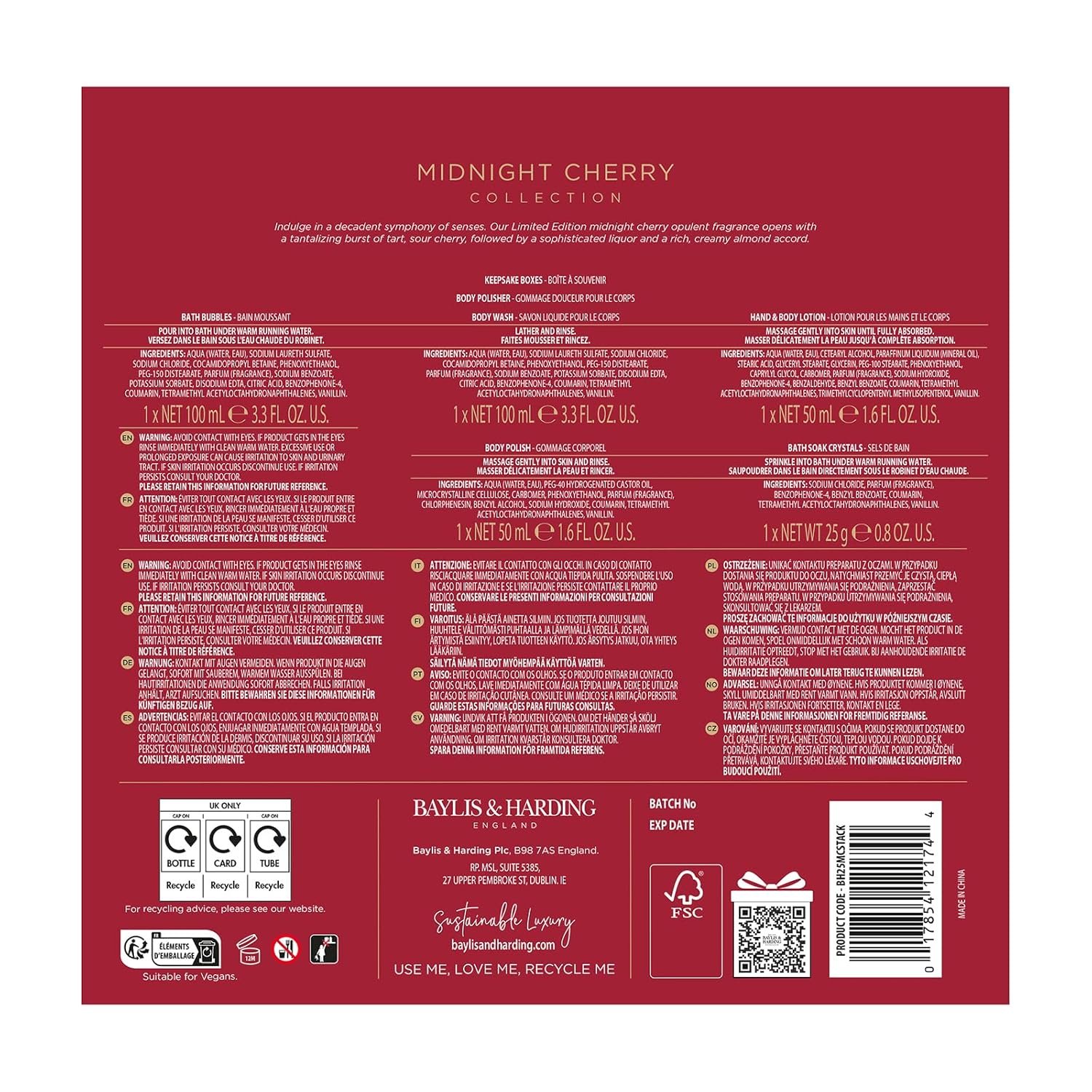 Baylis & Harding Midnight Cherry Luxury Pamper Present Gift Set For Women - Vegan Friendly - Image 7