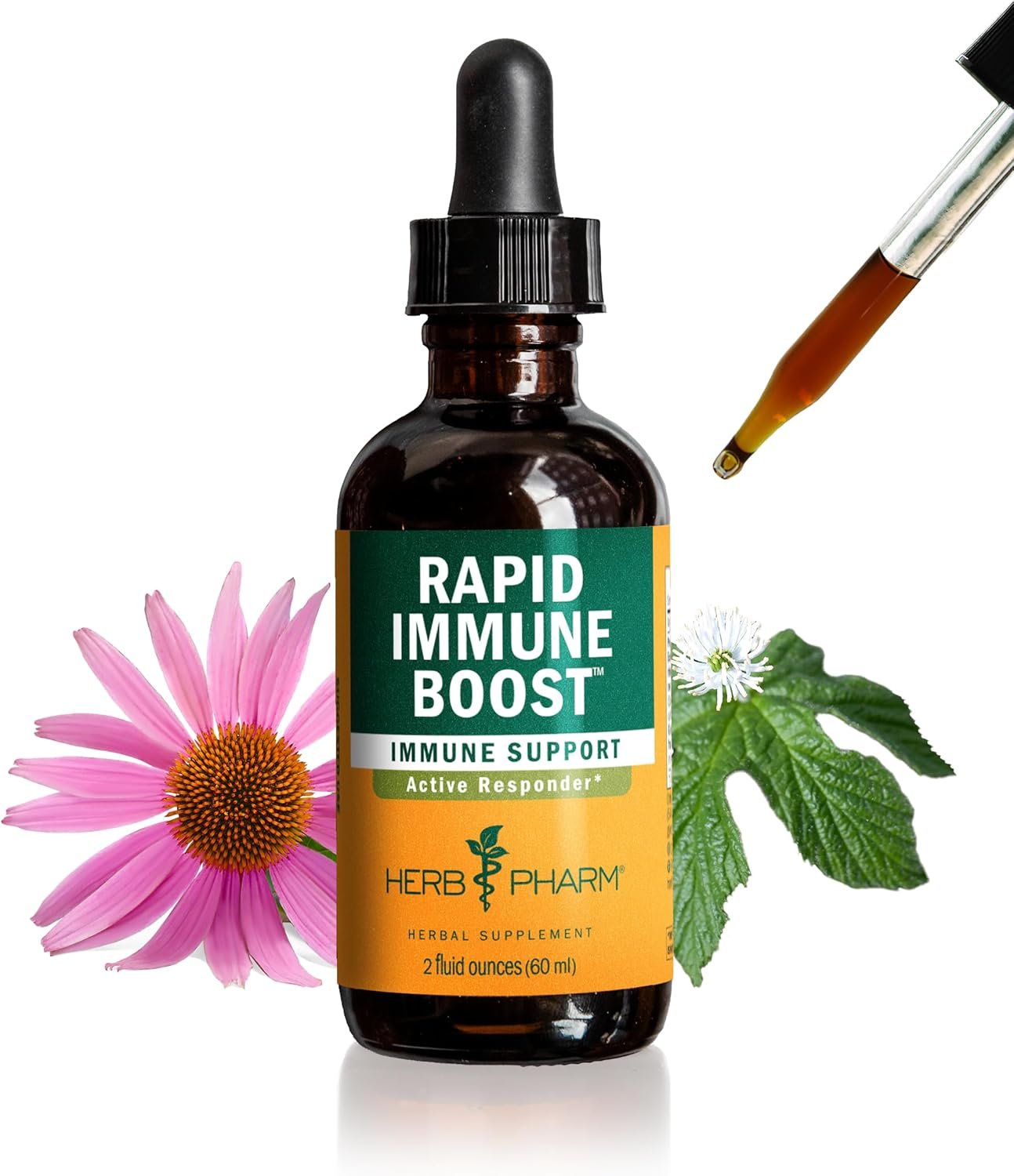 Herb Pharm Rapid Immune Boost: for Adults, Fast-Absorbing Echinacea Tincture with Goldenseal, Ginger Extract & Elderberry | Immune Support Supplement for Immune Challenges, Up to 3 Week Supply, 2 oz