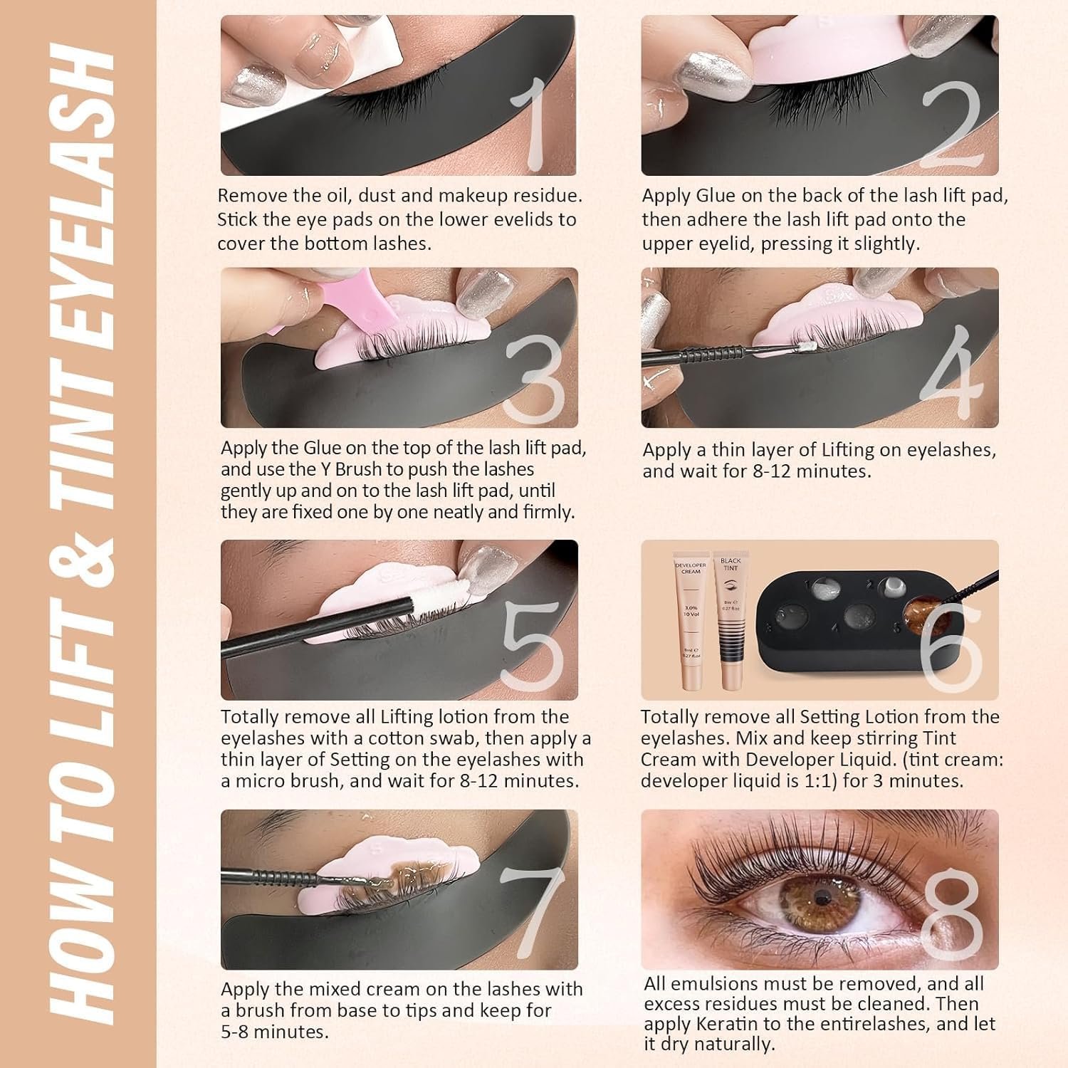 Libeauty Lash Lift Kit and Black Color Kit, Brow Lamination Kit Friendly for Beginner Easy Use Safe Effective Results Voluminous Thicker Eyelashes or Eyebrow, Natural Black - Image 6