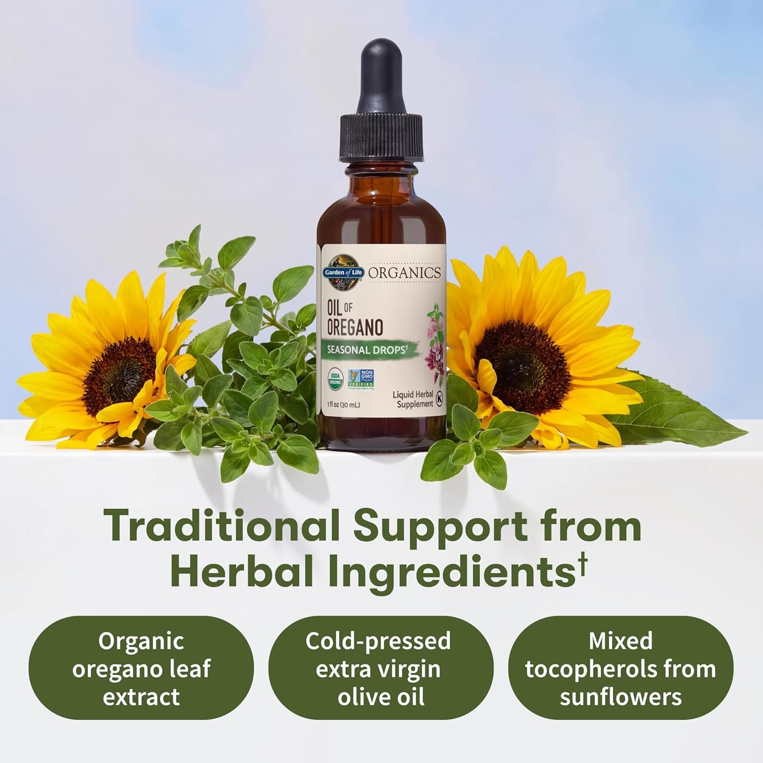 Garden of Life Organics Oil of Oregano Seasonal Drops 1fl oz (30 mL) Liquid, Concentrated Plant Based Immune Support - Alcohol-Free, Organic, Non-GMO, Vegan & Gluten Free Herbal Supplements - Image 3