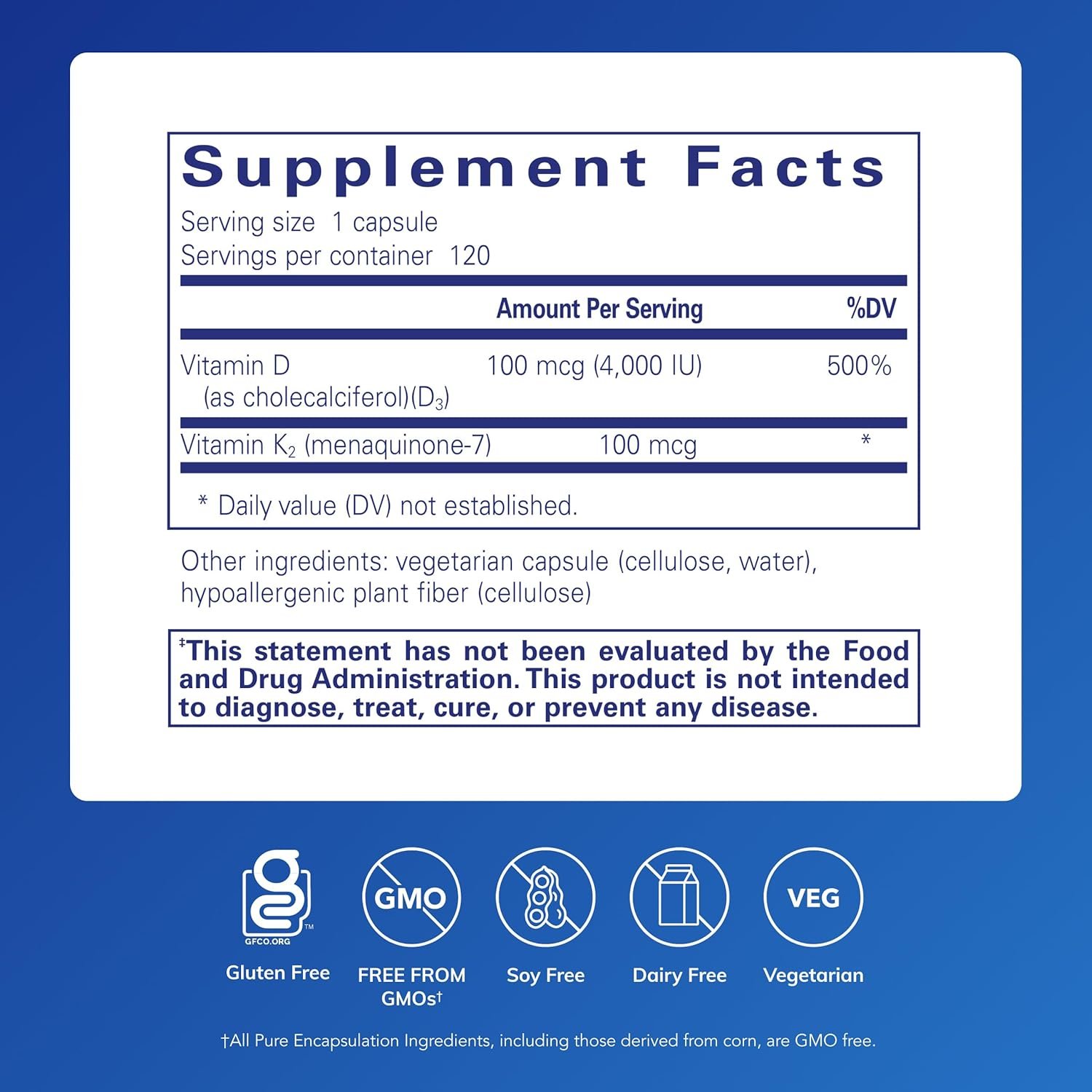Pure Encapsulations Vitamin D3 & K2 - Bone & Vascular Health Support - Immune Function* - Gluten Free - Non-GMO - 120 Capsules - Image 2